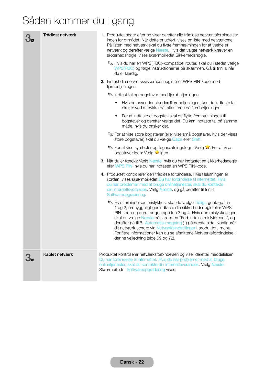 Samsung LT24B750EX/XE, LT27B750EX/XE manual Trådløst netværk, Softwareopgradering 