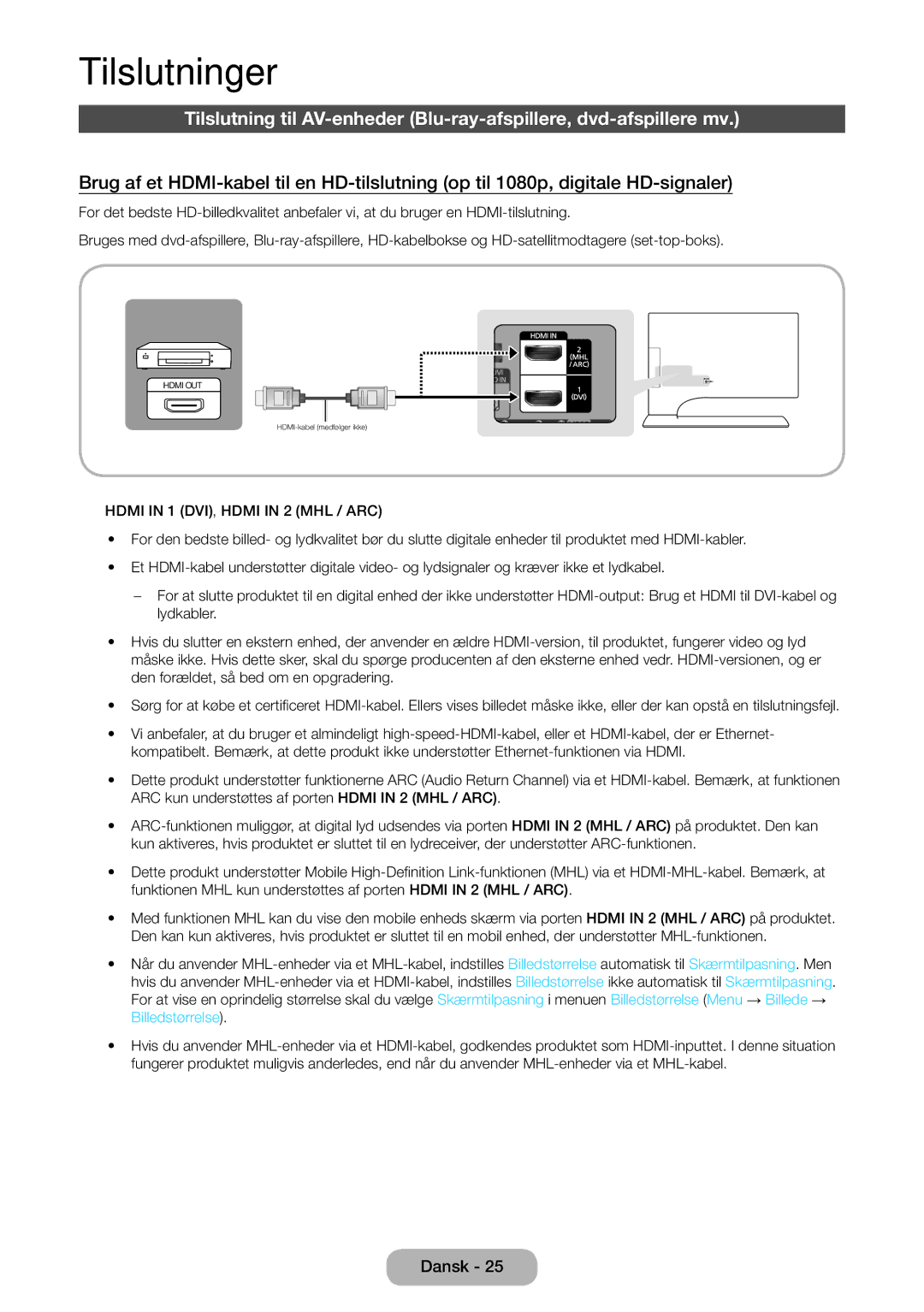 Samsung LT27B750EX/XE, LT24B750EX/XE manual Tilslutninger 