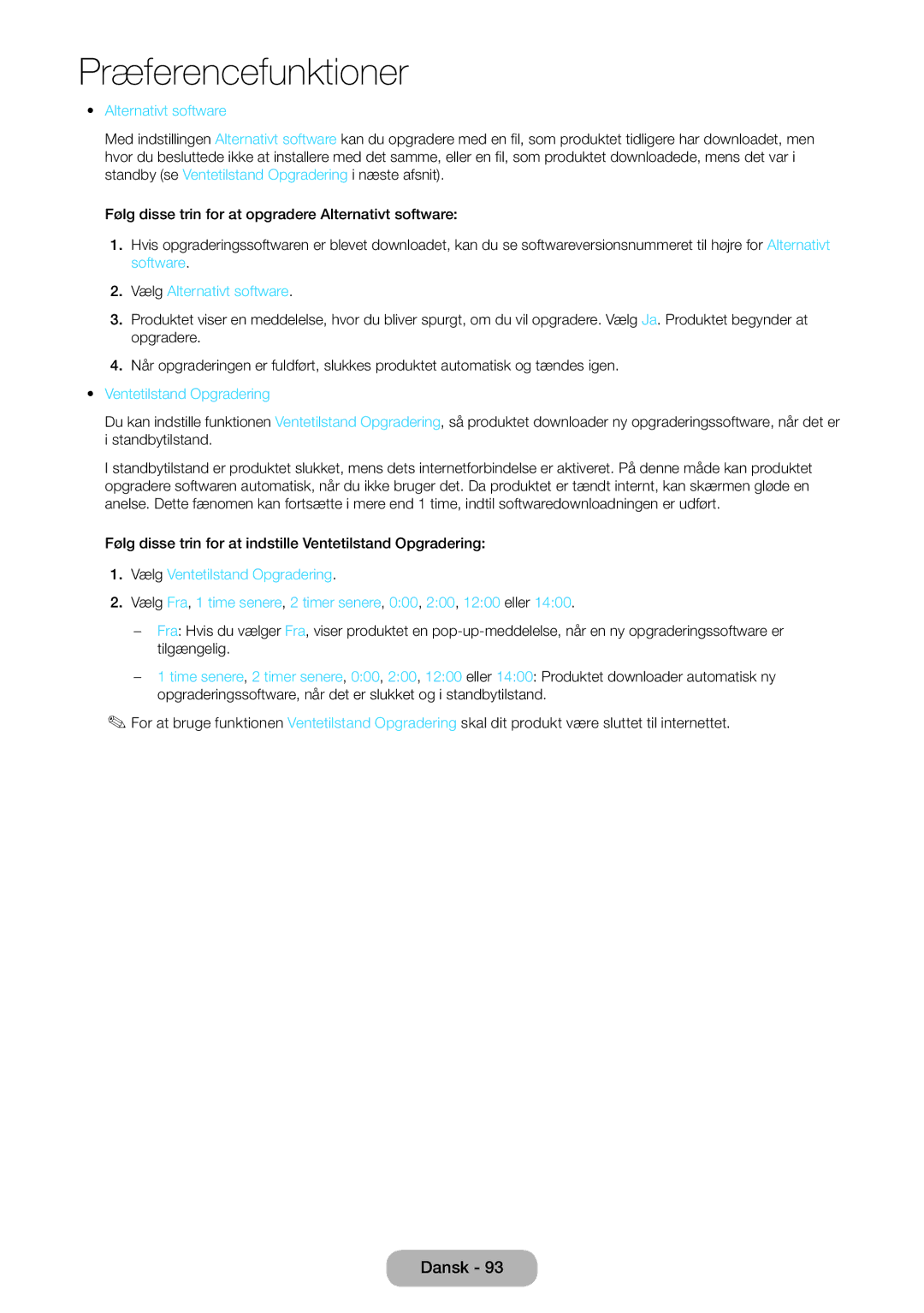 Samsung LT27B750EX/XE, LT24B750EX/XE manual Vælg Alternativt software 