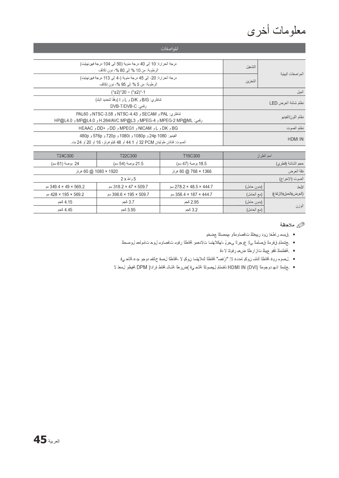 Samsung LT24C300EW/EN manual تافصاولما 