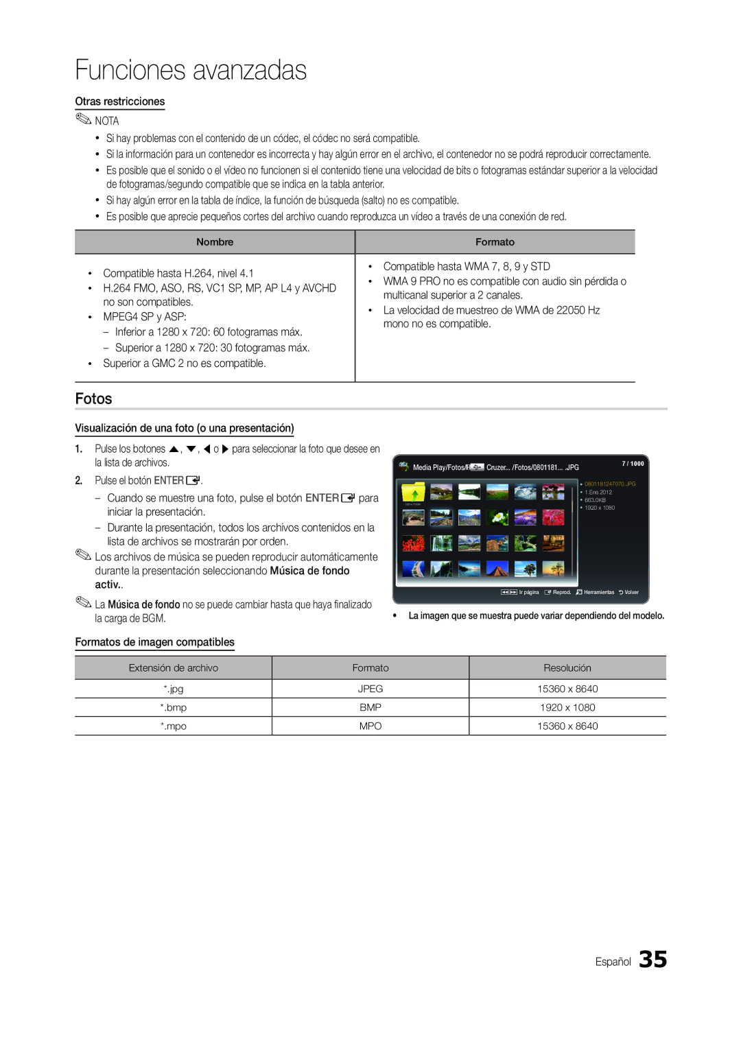 Samsung LT22C300EW/EN, LT24C300EWZ/EN, LT19C300EW/EN, LT24C300EW/EN manual Fotos 