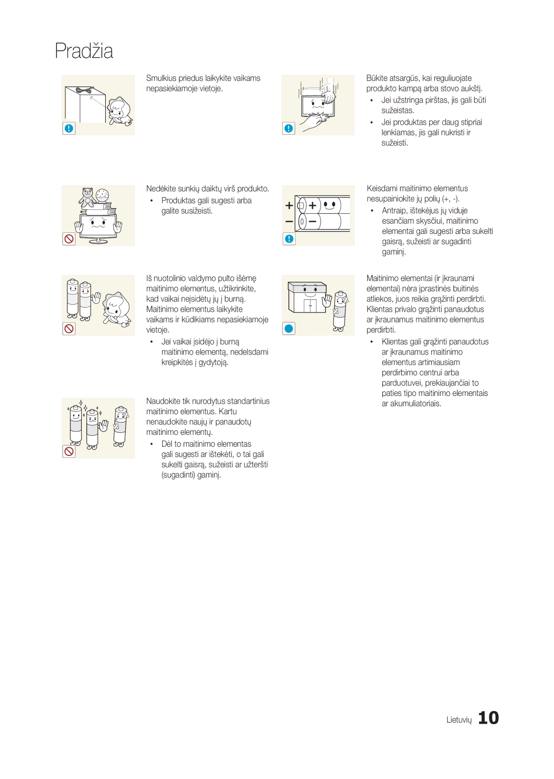 Samsung LT24C300EW/EN, LT24C300EWZ/EN manual Kreipkitės į gydytoją, Sukelti gaisrą, sužeisti ar užteršti sugadinti gaminį 