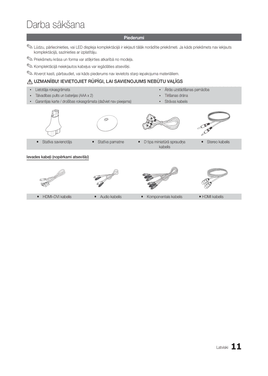 Samsung LT22C300EW/EN, LT24C300EWZ/EN, LT19C300EW/EN, LT24C300EW/EN manual Piederumi, Lietotāja rokasgrāmata, Kabelis 