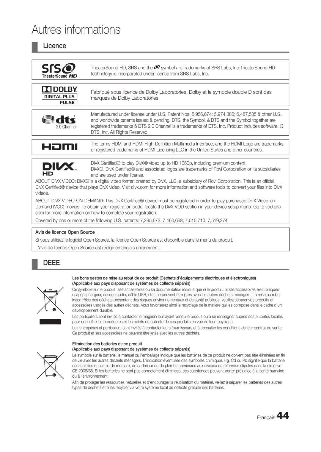 Samsung LT22C300EW/EN, LT24C300EWZ/EN, LT19C300EW/EN, LT24C300EW/EN, LT27C370EW/EN manual Deee 