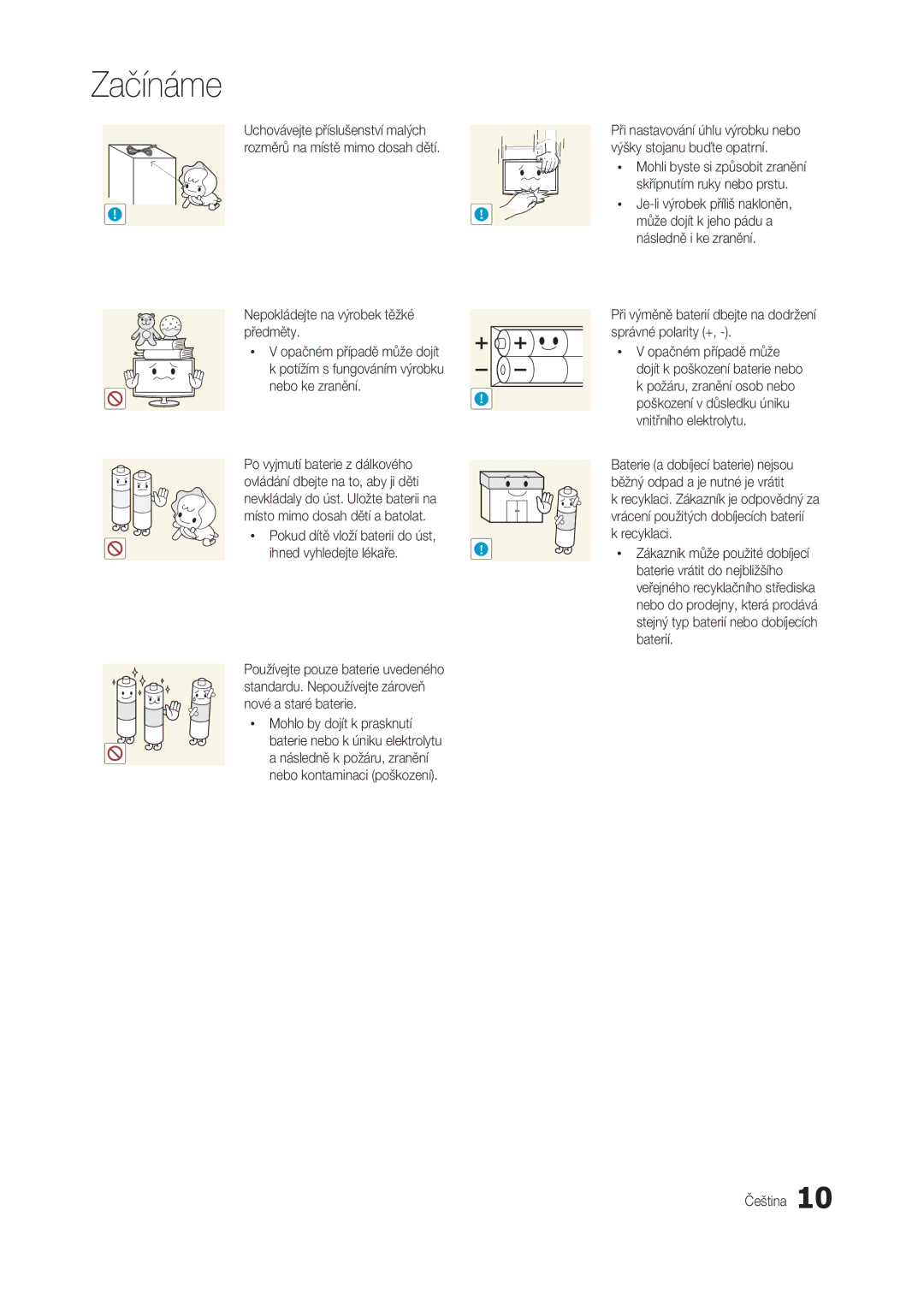 Samsung LT24C300EWZ/EN manual Xx Je-li výrobek příliš nakloněn, Při výměně baterií dbejte na dodržení správné polarity + 