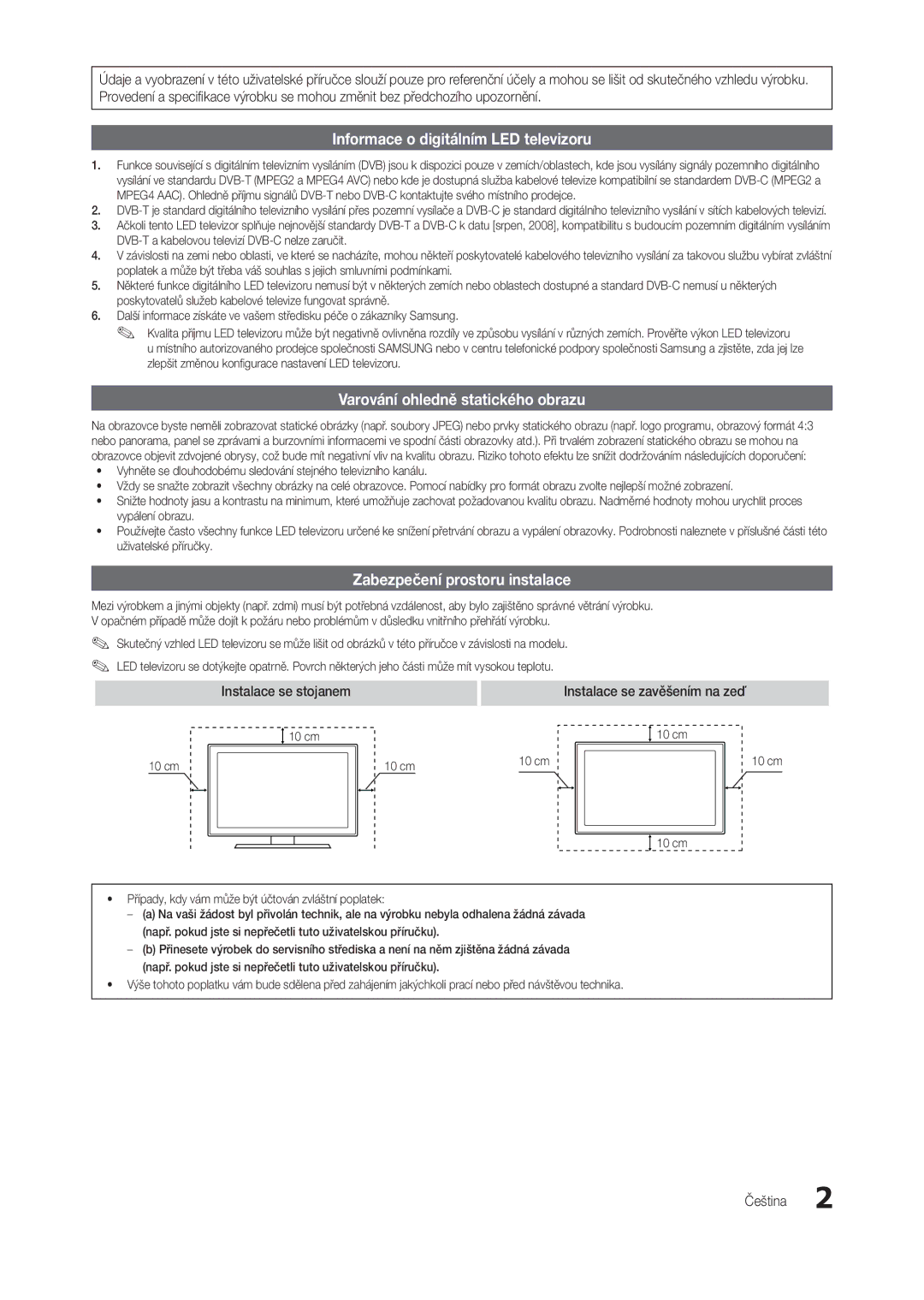 Samsung LT24C300EW/EN, LT24C300EWZ/EN manual Informace o digitálním LED televizoru, Varování ohledně statického obrazu 