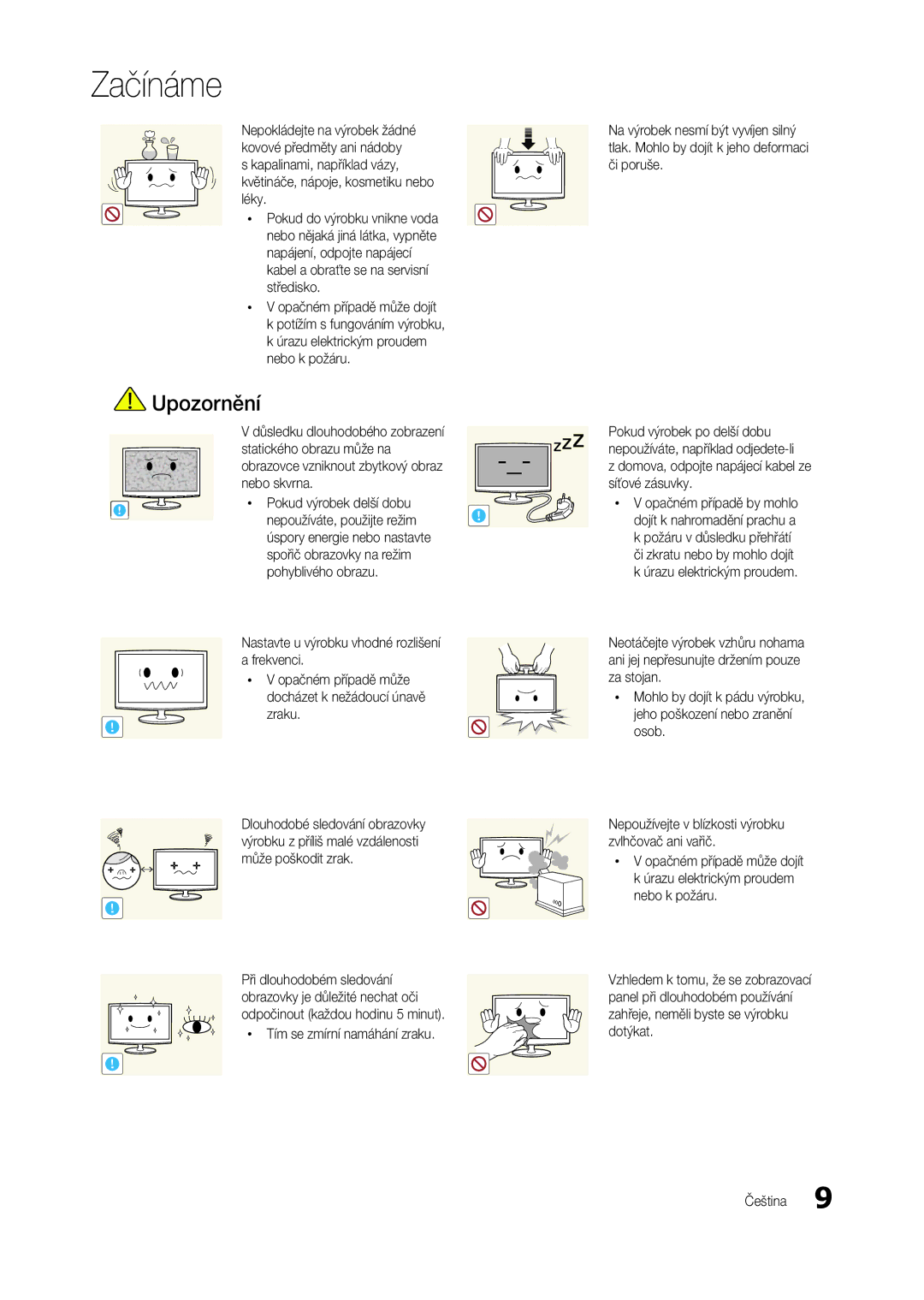 Samsung LT22C300EW/EN manual Spořič obrazovky na režim Pohyblivého obrazu, Domova, odpojte napájecí kabel ze síťové zásuvky 