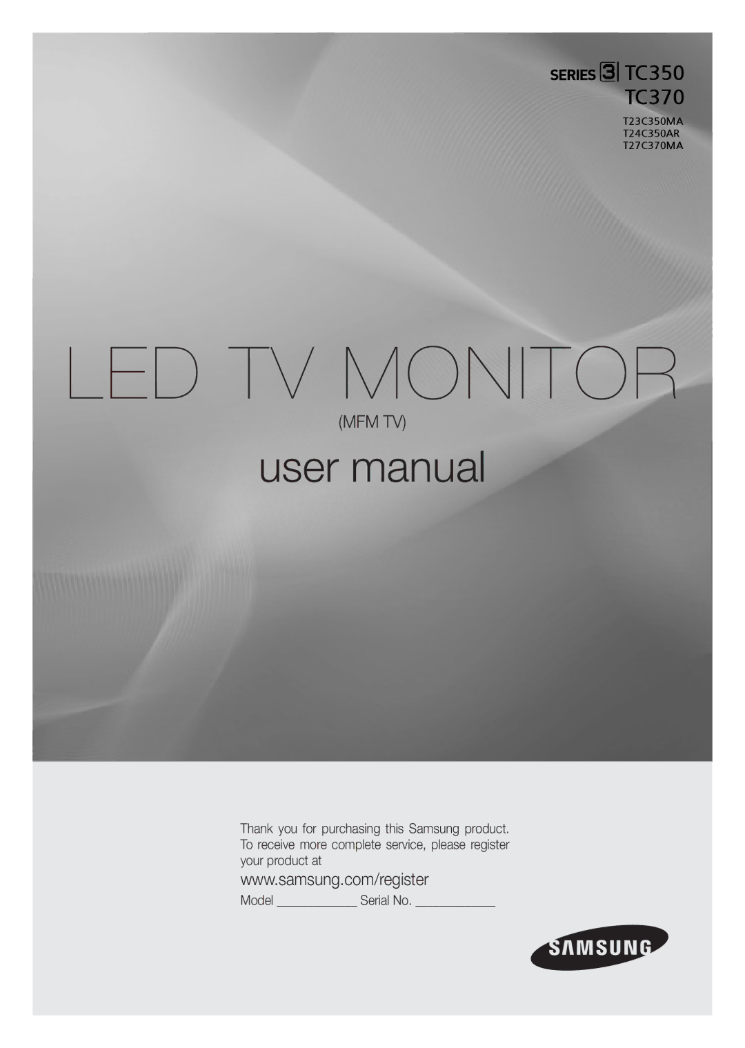 Samsung LT24C350AR/XV, LT24C350ARQMXV, LT23C350MAQ/CH, LT27C370MA/CH, LT23C350MA/CH manual LED TV Monitor 