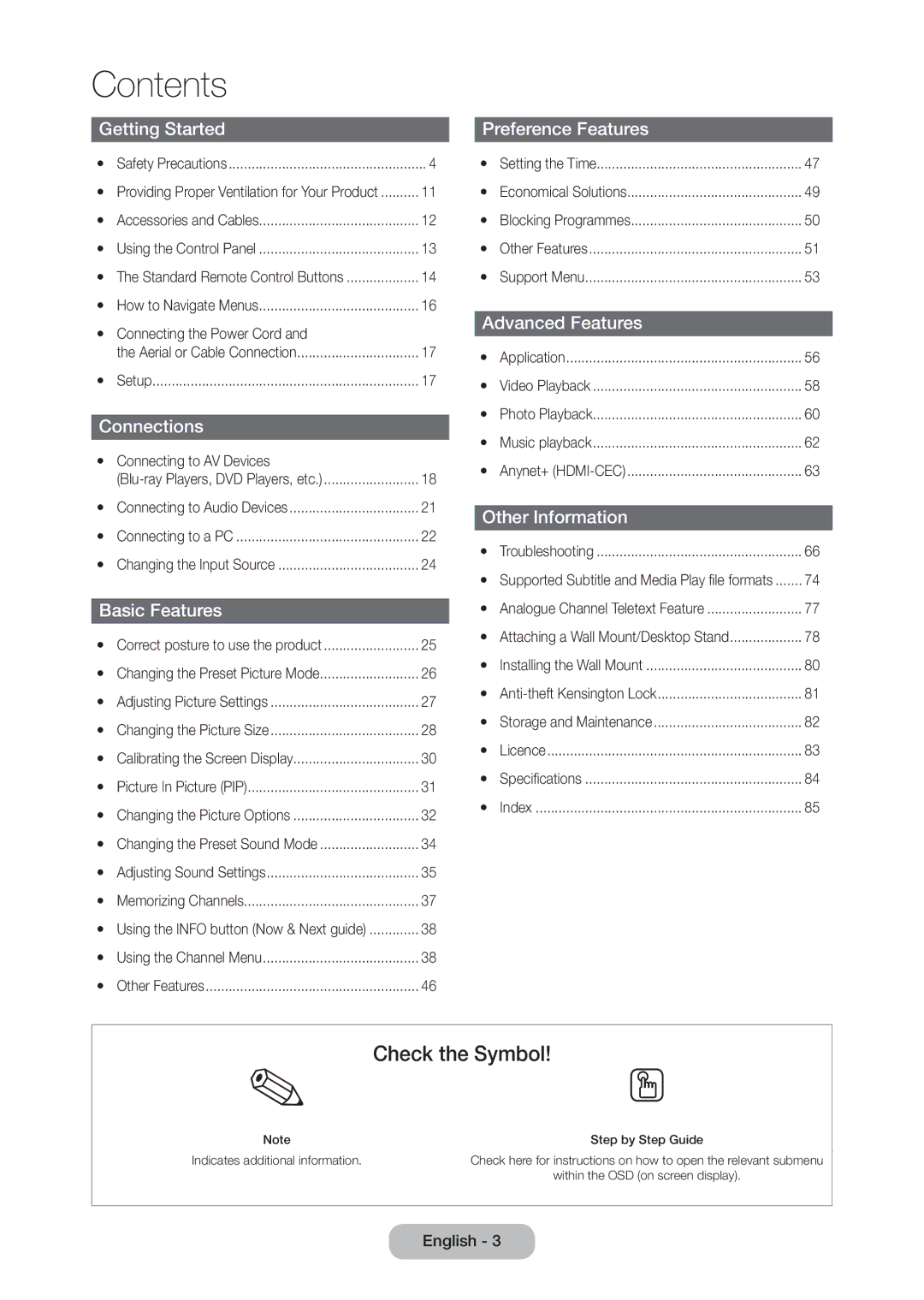 Samsung LT27C370MA/CH, LT24C350ARQMXV, LT24C350AR/XV, LT23C350MAQ/CH, LT23C350MA/CH manual Contents 