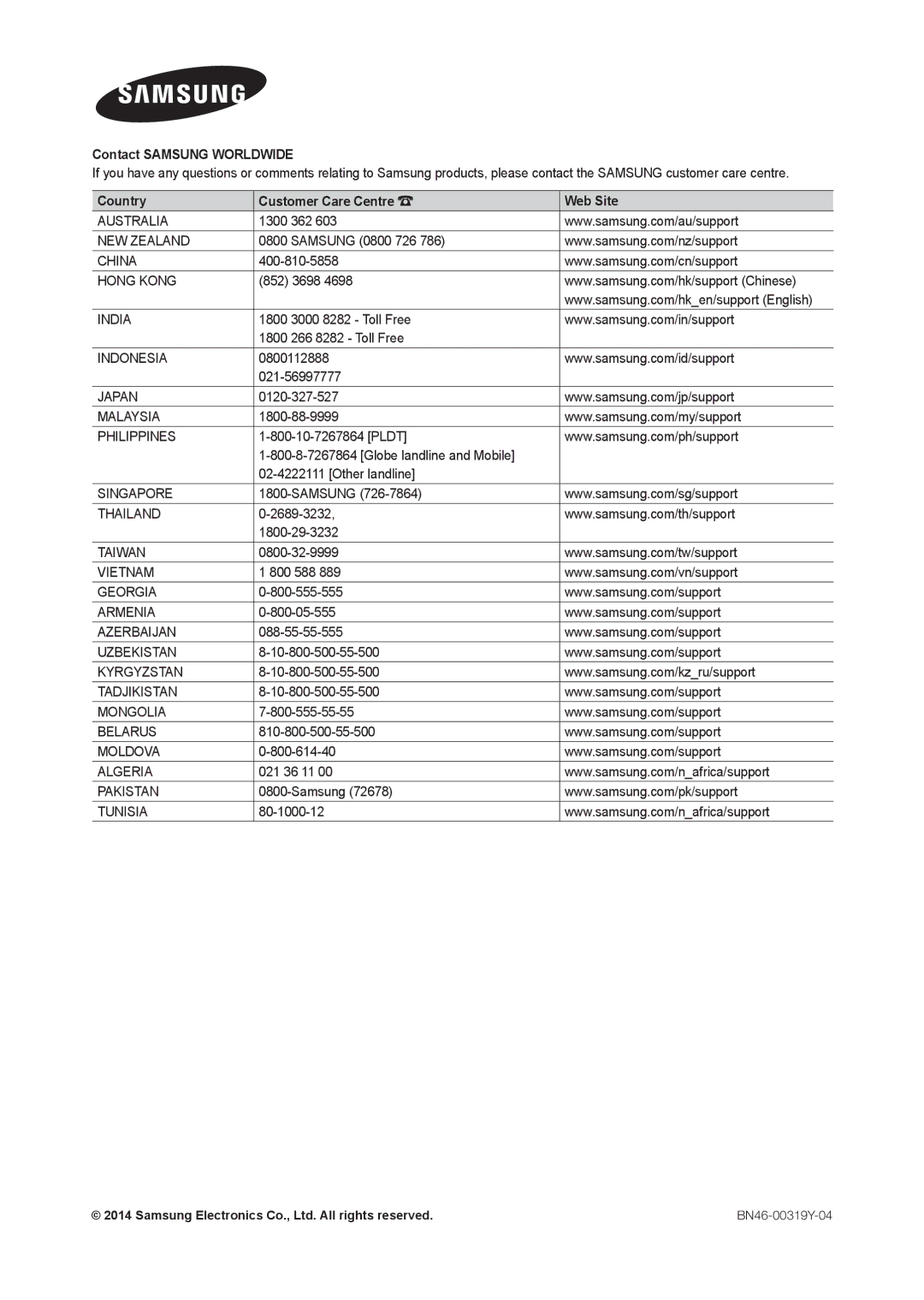 Samsung LT23C350MAQ/CH, LT24C350ARQMXV, LT24C350AR/XV, LT27C370MA/CH, LT23C350MA/CH manual Contact Samsung Worldwide 