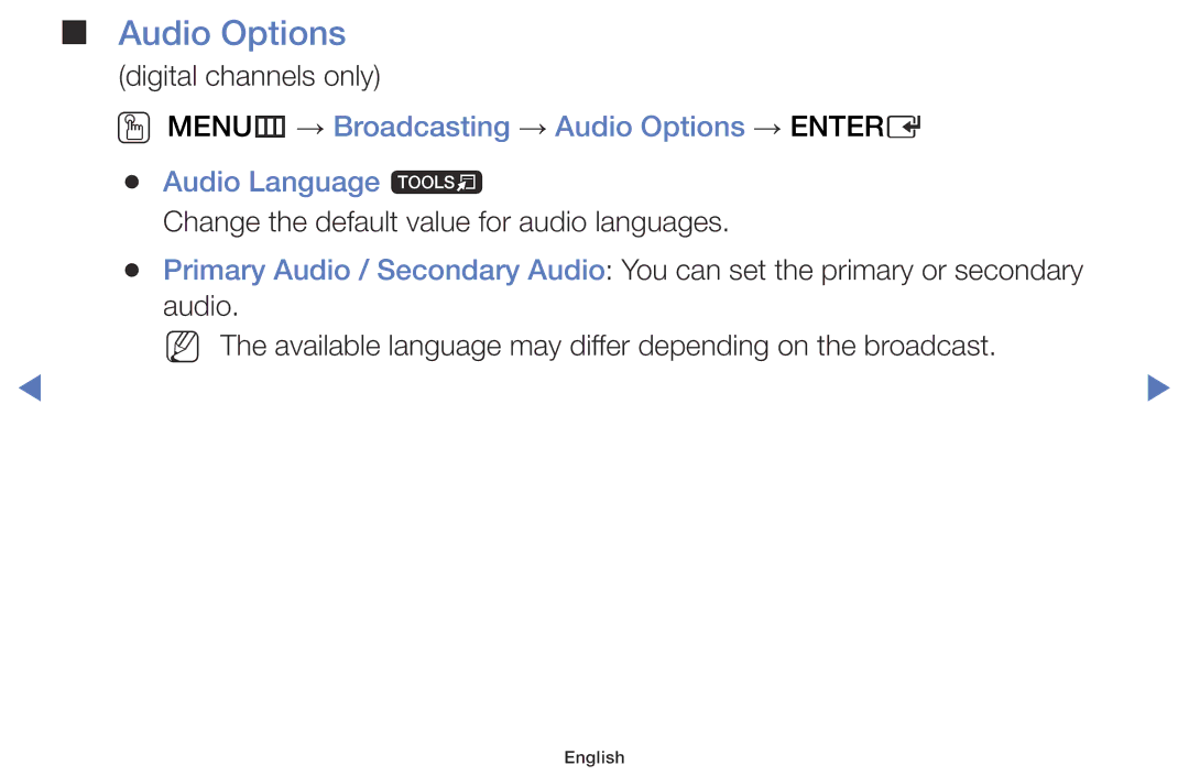 Samsung LT24D310ES/EN, LT28D310ES/EN manual Audio Options 