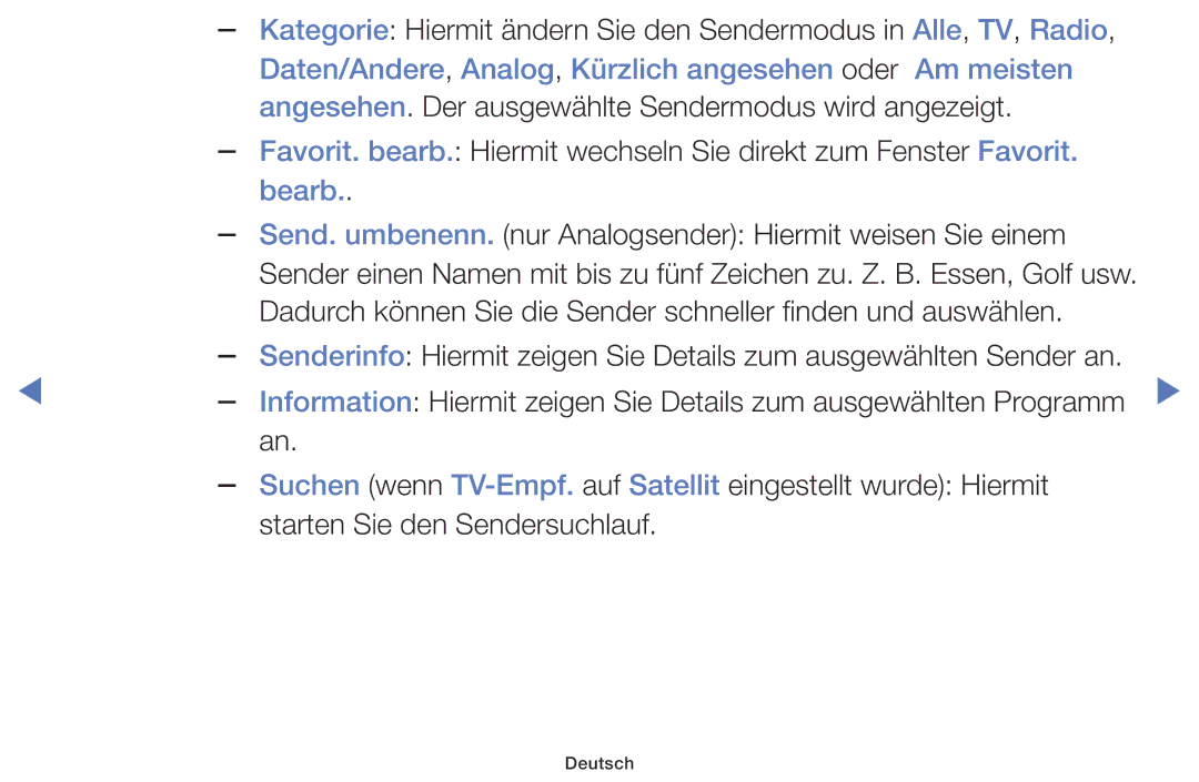 Samsung LT24D310ES/EN Daten/Andere, Analog, Kürzlich angesehen oder Am meisten, Bearb, Starten Sie den Sendersuchlauf 