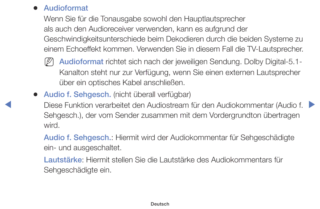 Samsung LT28D310ES/EN, LT24D310ES/EN manual Audioformat, Als auch den Audioreceiver verwenden, kann es aufgrund der 