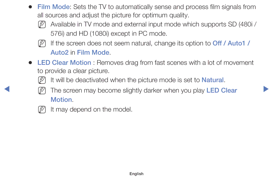 Samsung LT28D310EX/RU, LT24D310EW/EN, LT28D310EW/EN, LT28D310EX/EN, LT24D310EX/EN, LT24D310EX/RU Auto2 in Film Mode, Motion 