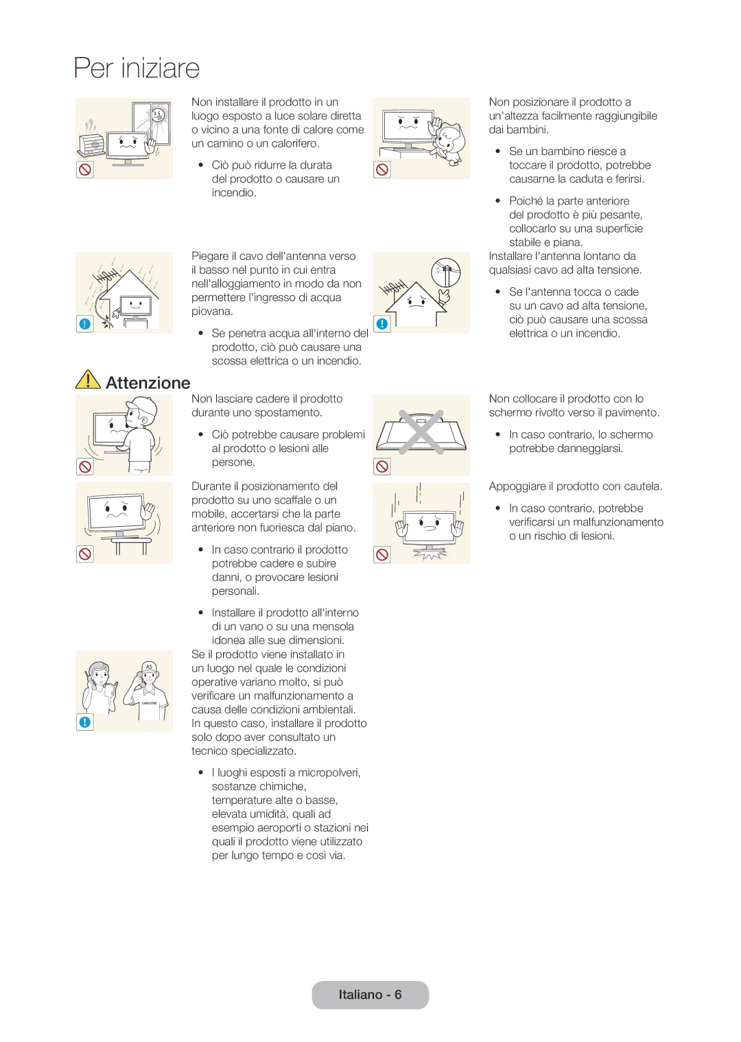 Samsung LT28D310EX/EN, LT24D310EW/EN, LT28D310EW/EN, LT24D310EX/EN manual Appoggiare il prodotto con cautela 