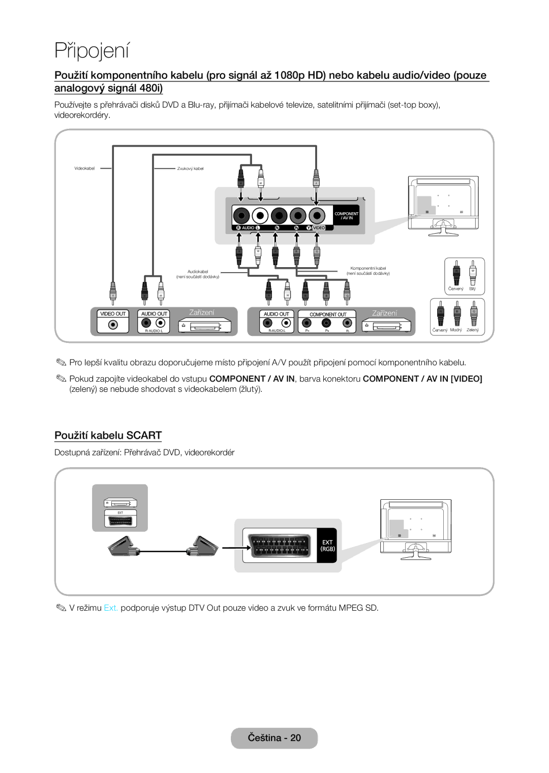 Samsung LT24D310EW/EN, LT28D310EW/EN, LT28D310EX/EN, LT24D310EX/EN manual Použití kabelu Scart 