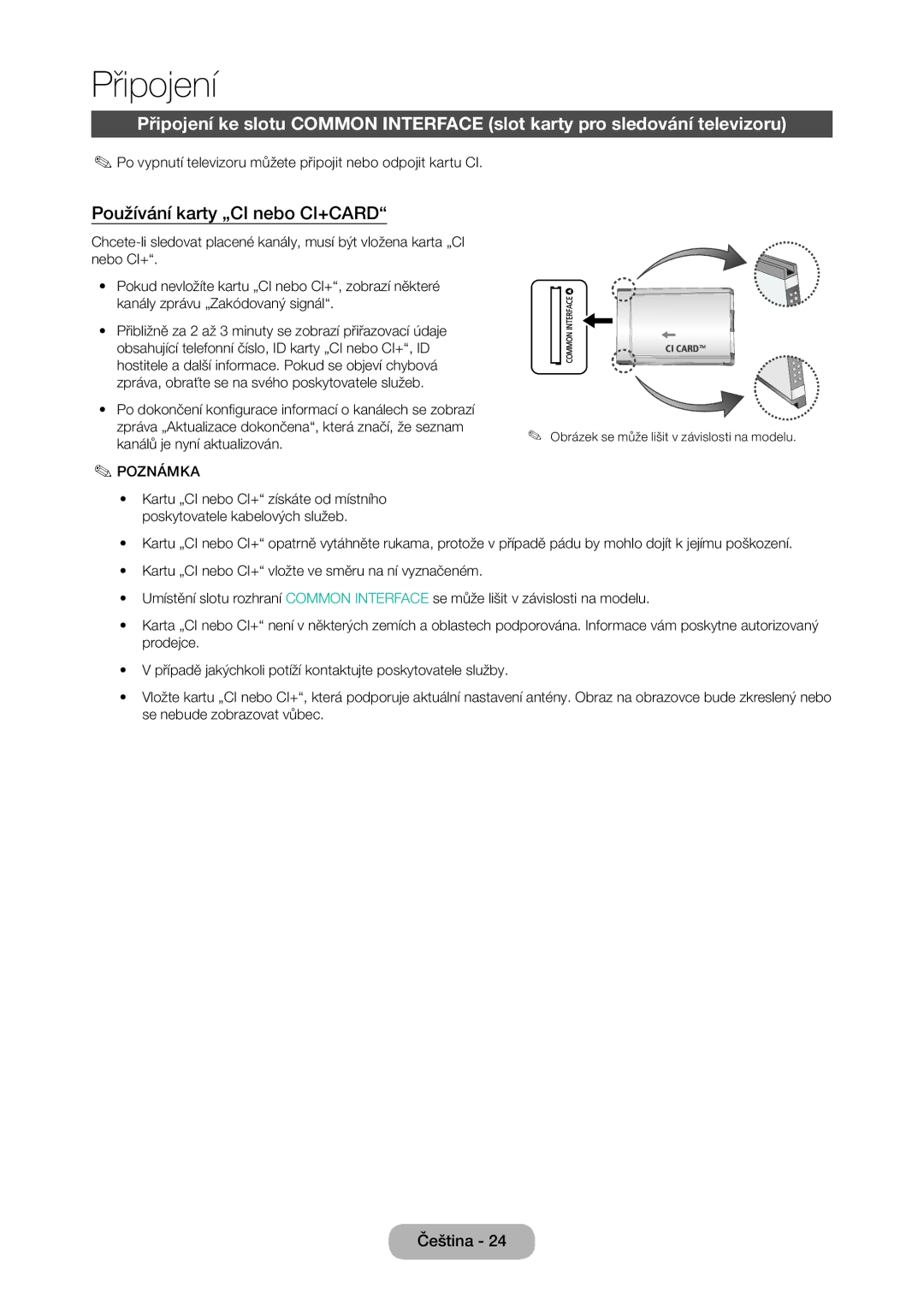 Samsung LT24D310EW/EN, LT28D310EW/EN, LT28D310EX/EN, LT24D310EX/EN manual Používání karty „CI nebo CI+CARD 