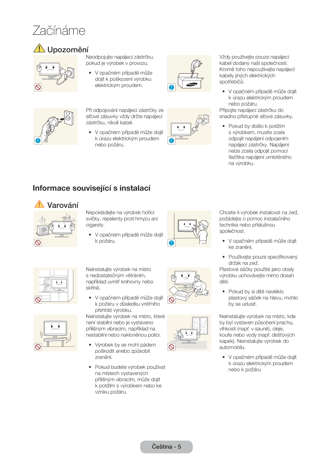 Samsung LT28D310EW/EN, LT24D310EW/EN, LT28D310EX/EN, LT24D310EX/EN manual Upozornění, Informace související s instalací 