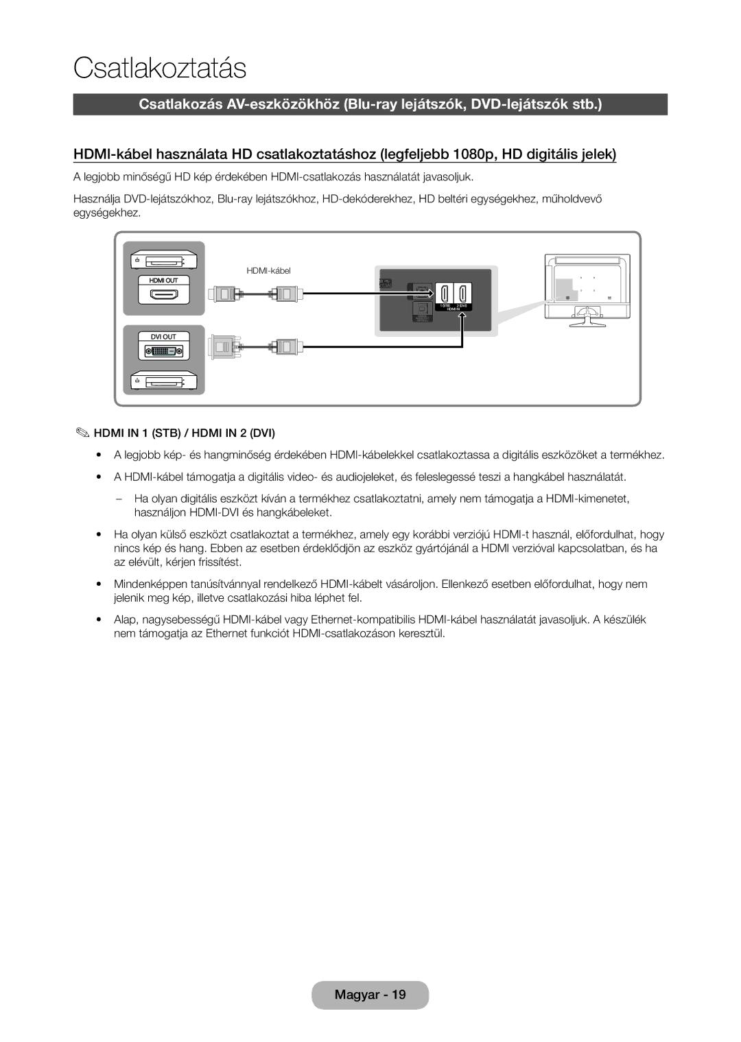 Samsung LT24D310EX/EN, LT24D310EW/EN, LT28D310EW/EN, LT28D310EX/EN manual Csatlakoztatás 