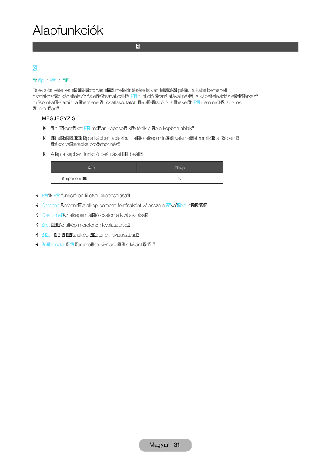 Samsung LT24D310EX/EN, LT24D310EW/EN, LT28D310EW/EN, LT28D310EX/EN manual Pip, Kép a képben PIP 