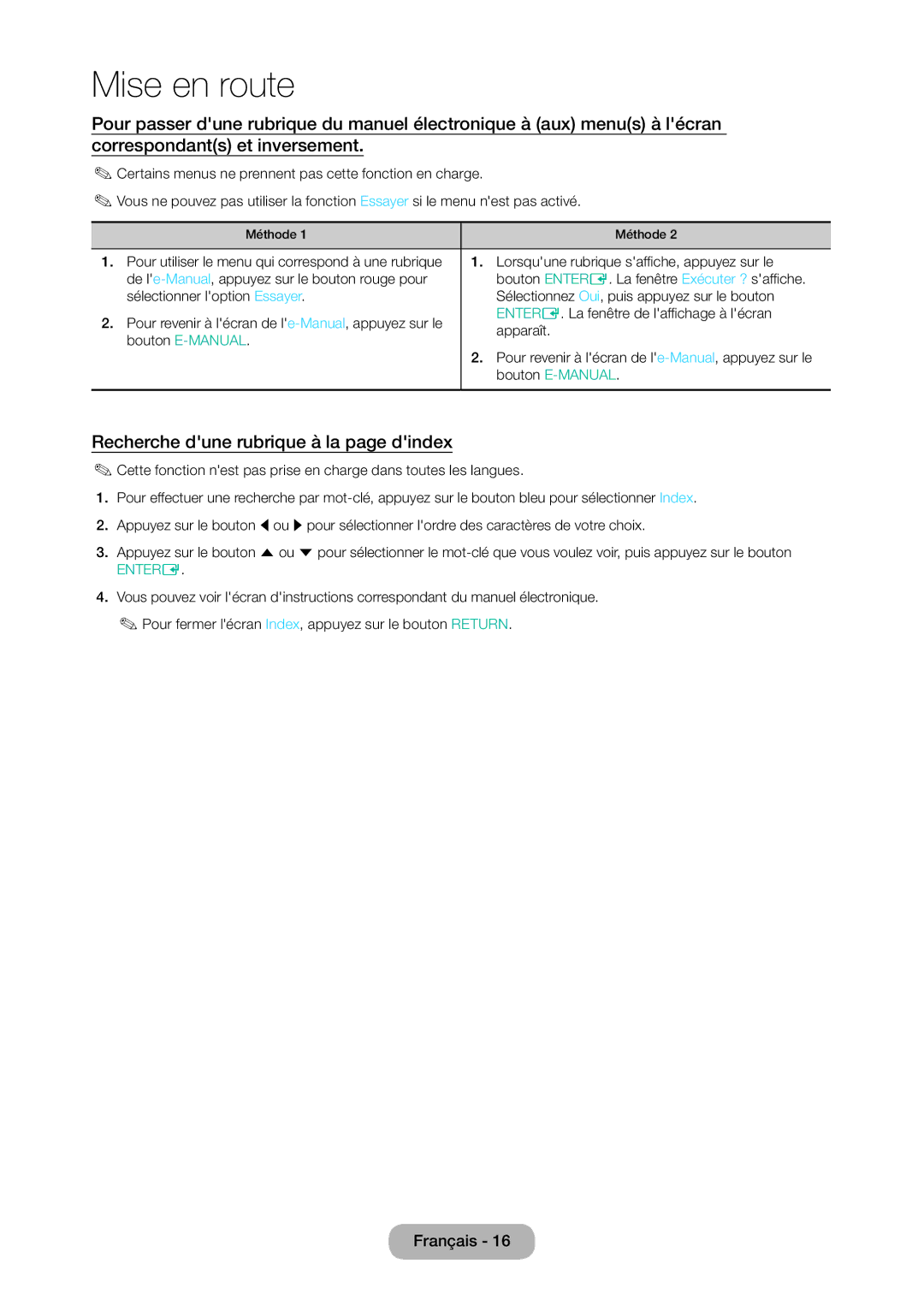 Samsung LT24D310EW/EN, LT28D310EW/EN manual Recherche dune rubrique à la page dindex, Entere 