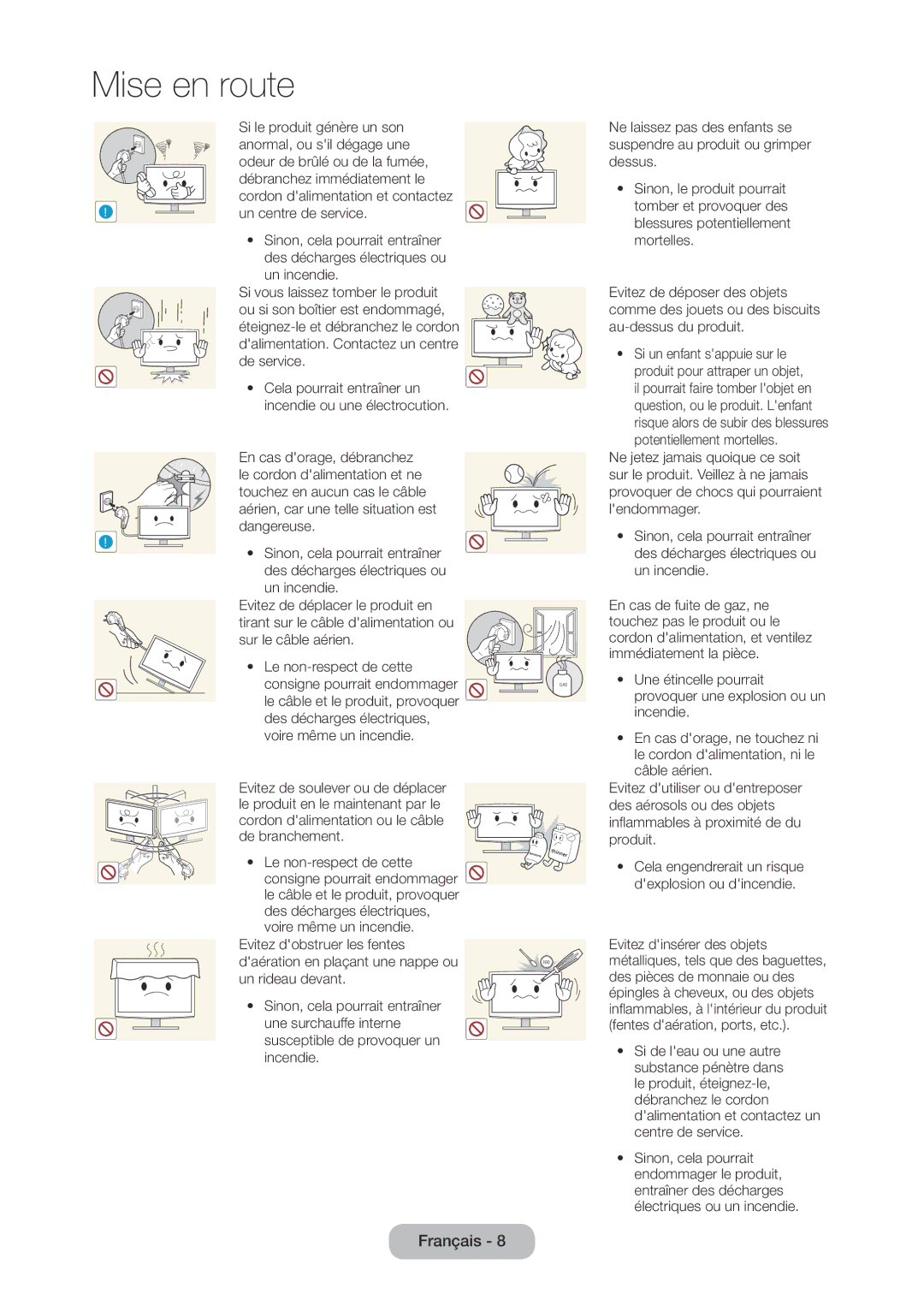 Samsung LT24D310EW/EN manual Si le produit génère un son, Anormal, ou sil dégage une, Odeur de brûlé ou de la fumée 