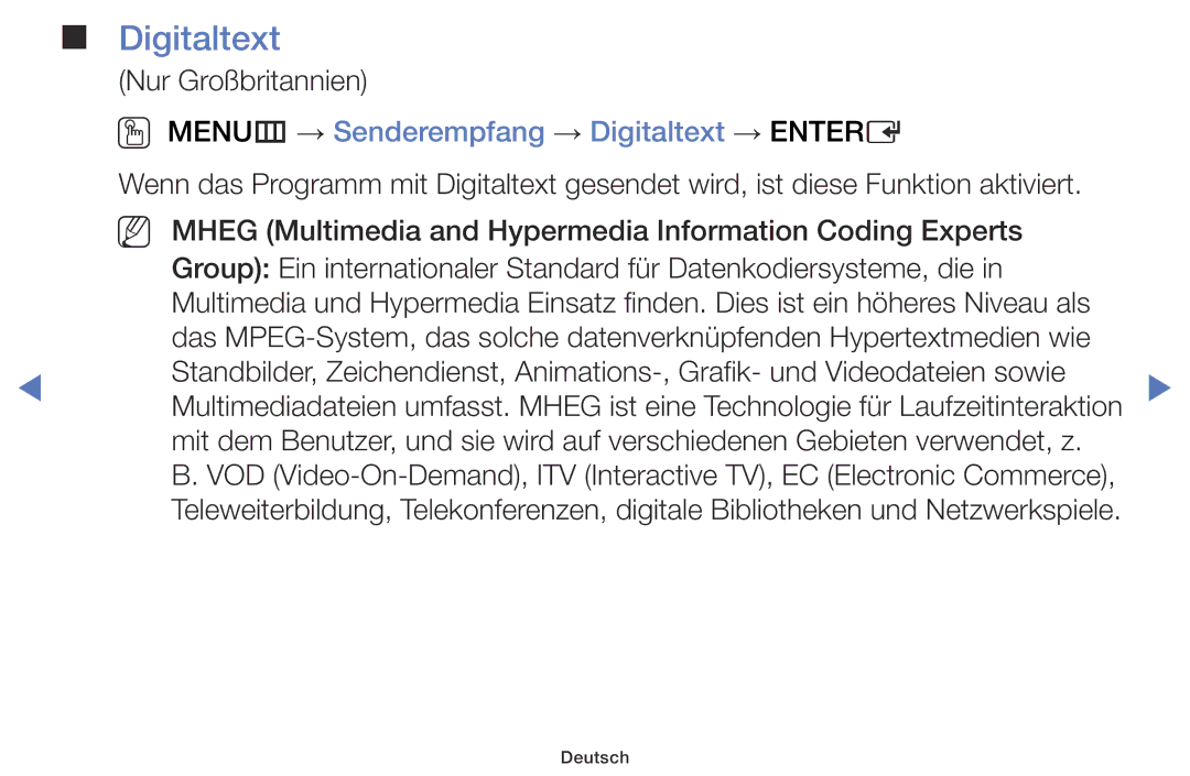 Samsung LT28D310EW/EN, LT24D310EW/EN manual OO MENUm → Senderempfang → Digitaltext → Entere 