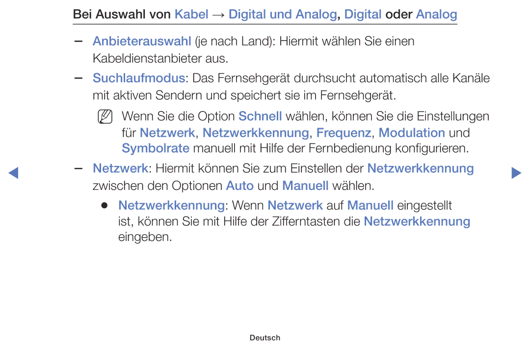 Samsung LT24D310EW/EN, LT28D310EW/EN manual Für Netzwerk, Netzwerkkennung, Frequenz, Modulation und 