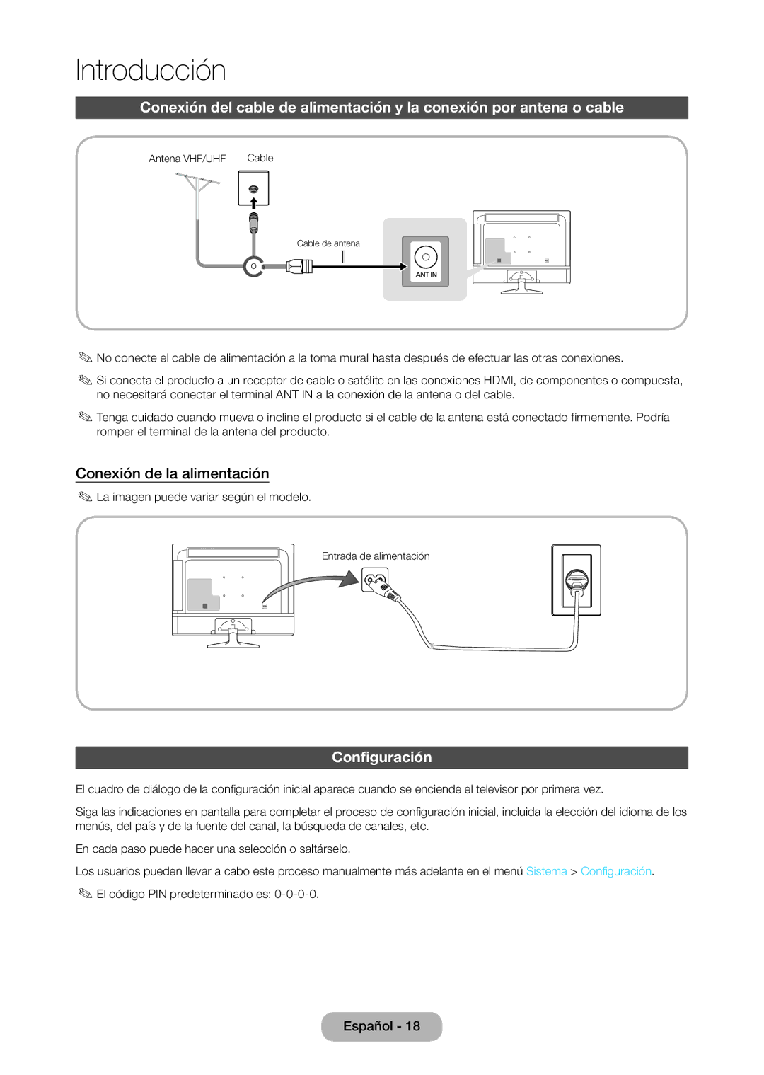 Samsung LT24D310EW/EN, LT28D310EW/EN manual Conexión de la alimentación, Configuración 