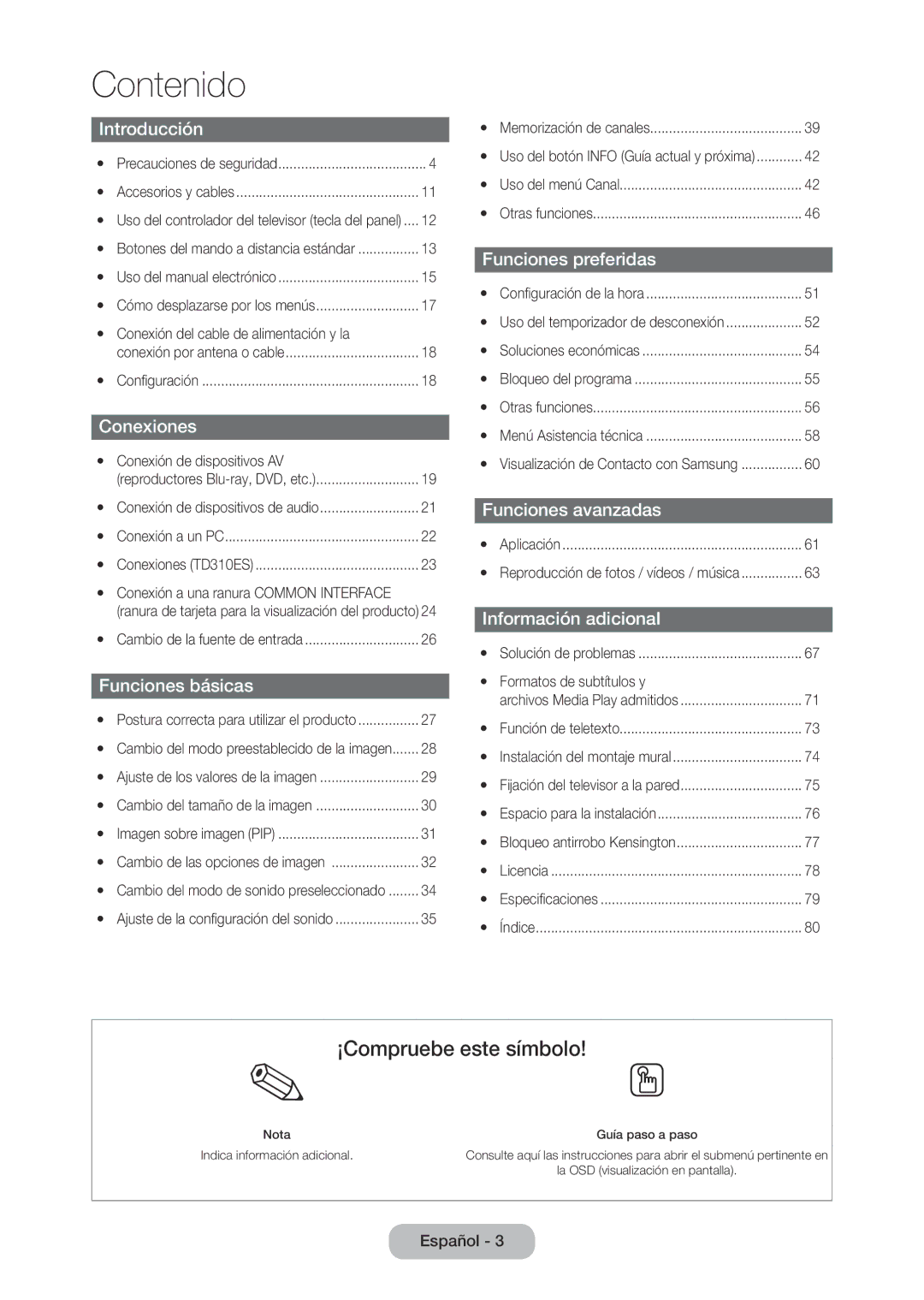 Samsung LT28D310EW/EN, LT24D310EW/EN manual Contenido 