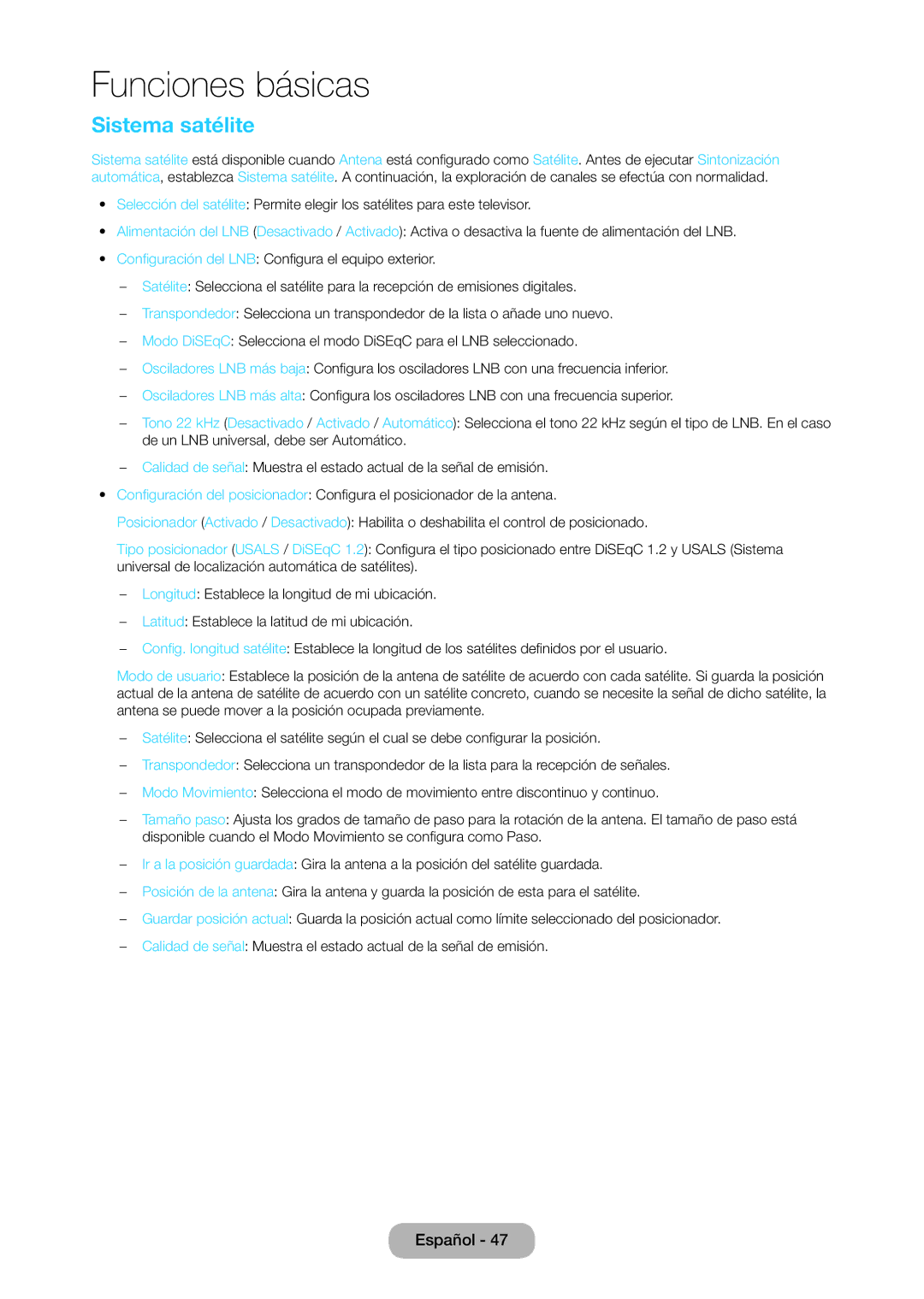 Samsung LT28D310EW/EN, LT24D310EW/EN manual Sistema satélite 