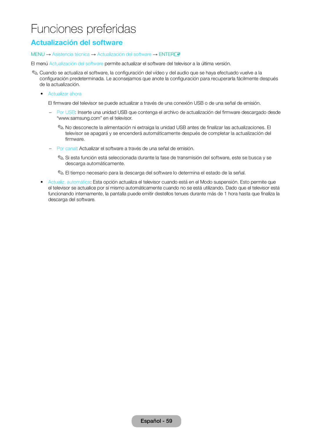 Samsung LT28D310EW/EN, LT24D310EW/EN manual Actualización del software, Actualizar ahora 