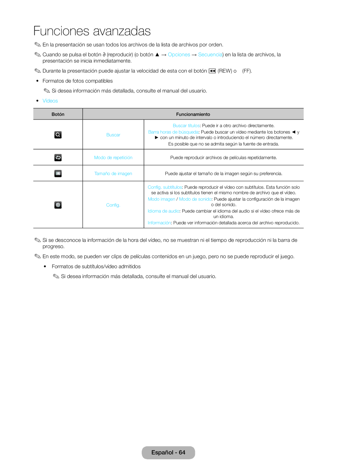 Samsung LT24D310EW/EN, LT28D310EW/EN manual Vídeos, Buscar 