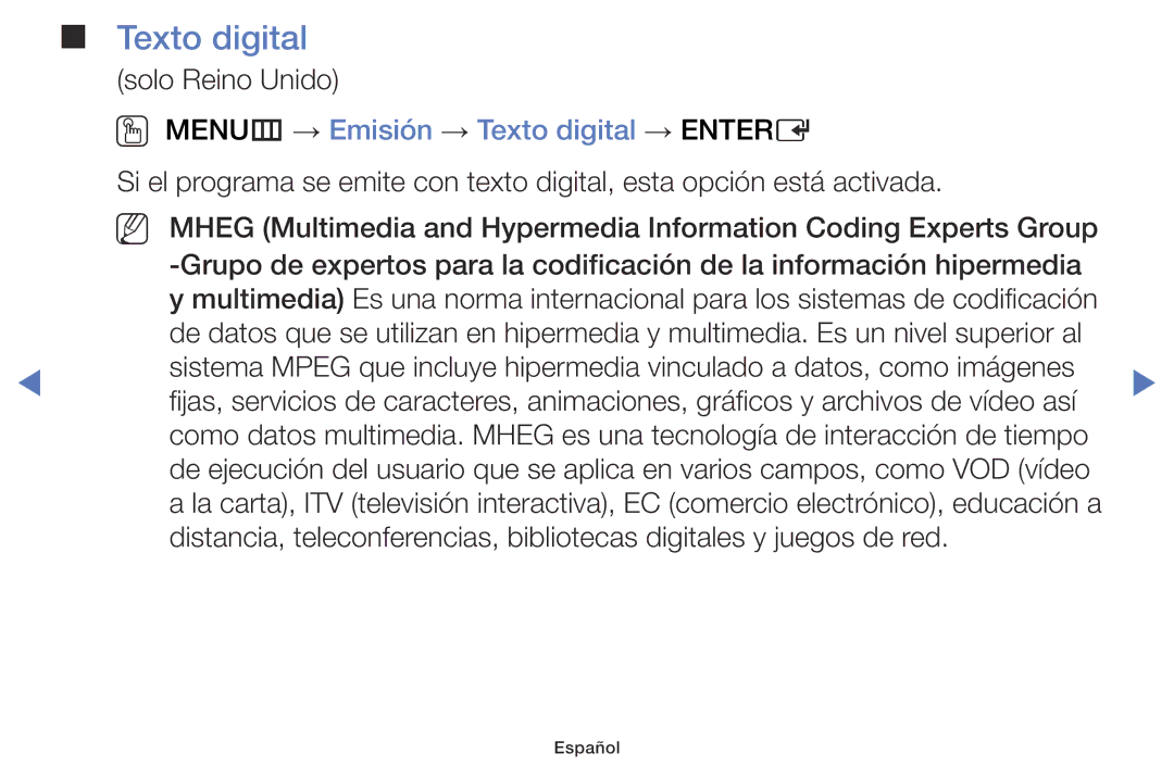 Samsung LT28D310EW/EN, LT24D310EW/EN manual OO MENUm → Emisión → Texto digital → Entere 