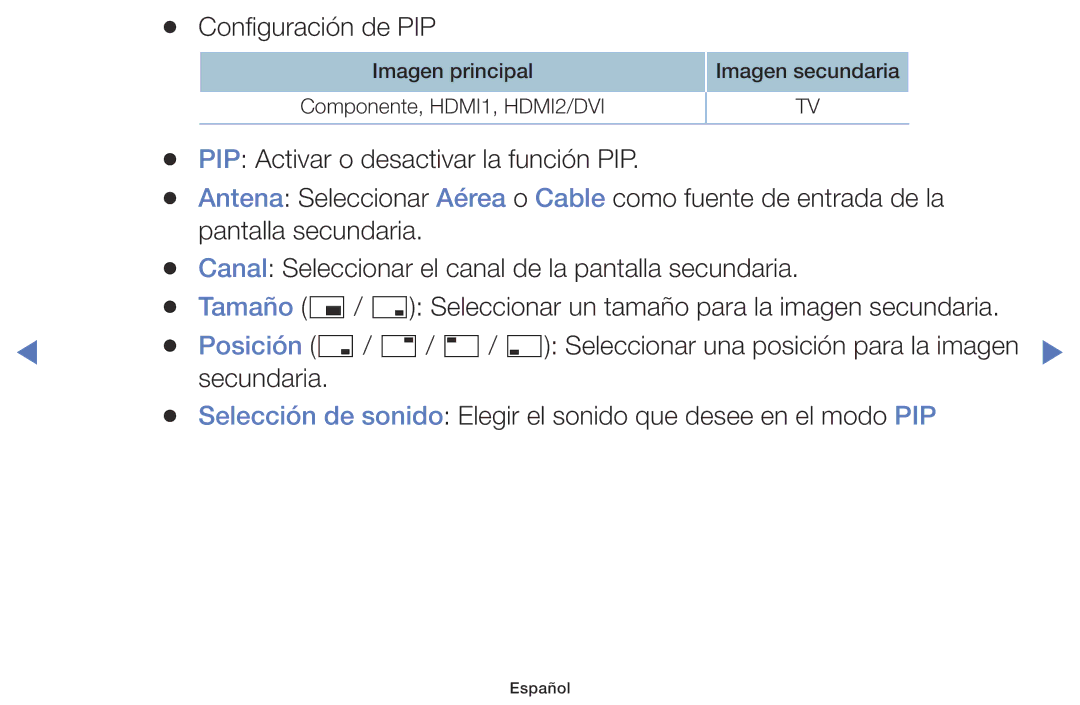 Samsung LT28D310EW/EN, LT24D310EW/EN manual Configuración de PIP 