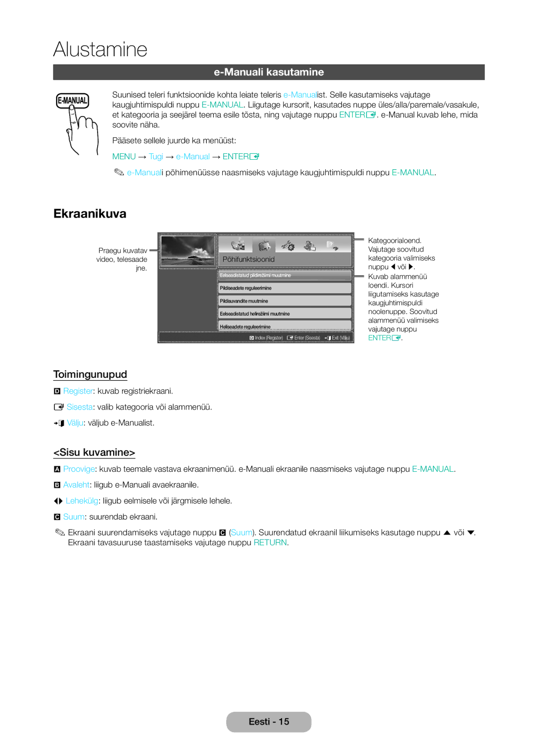 Samsung LT28D310EW/EN, LT24D310EW/EN manual Ekraanikuva, Manuali kasutamine, Toimingunupud, Sisu kuvamine 