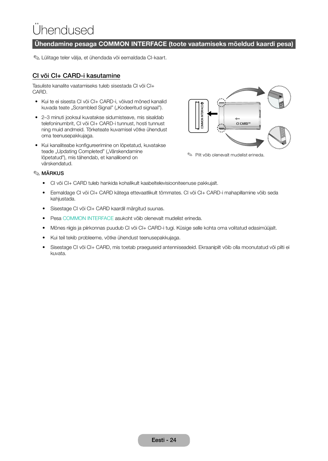 Samsung LT24D310EW/EN, LT28D310EW/EN manual CI või CI+ CARD-i kasutamine, Card 