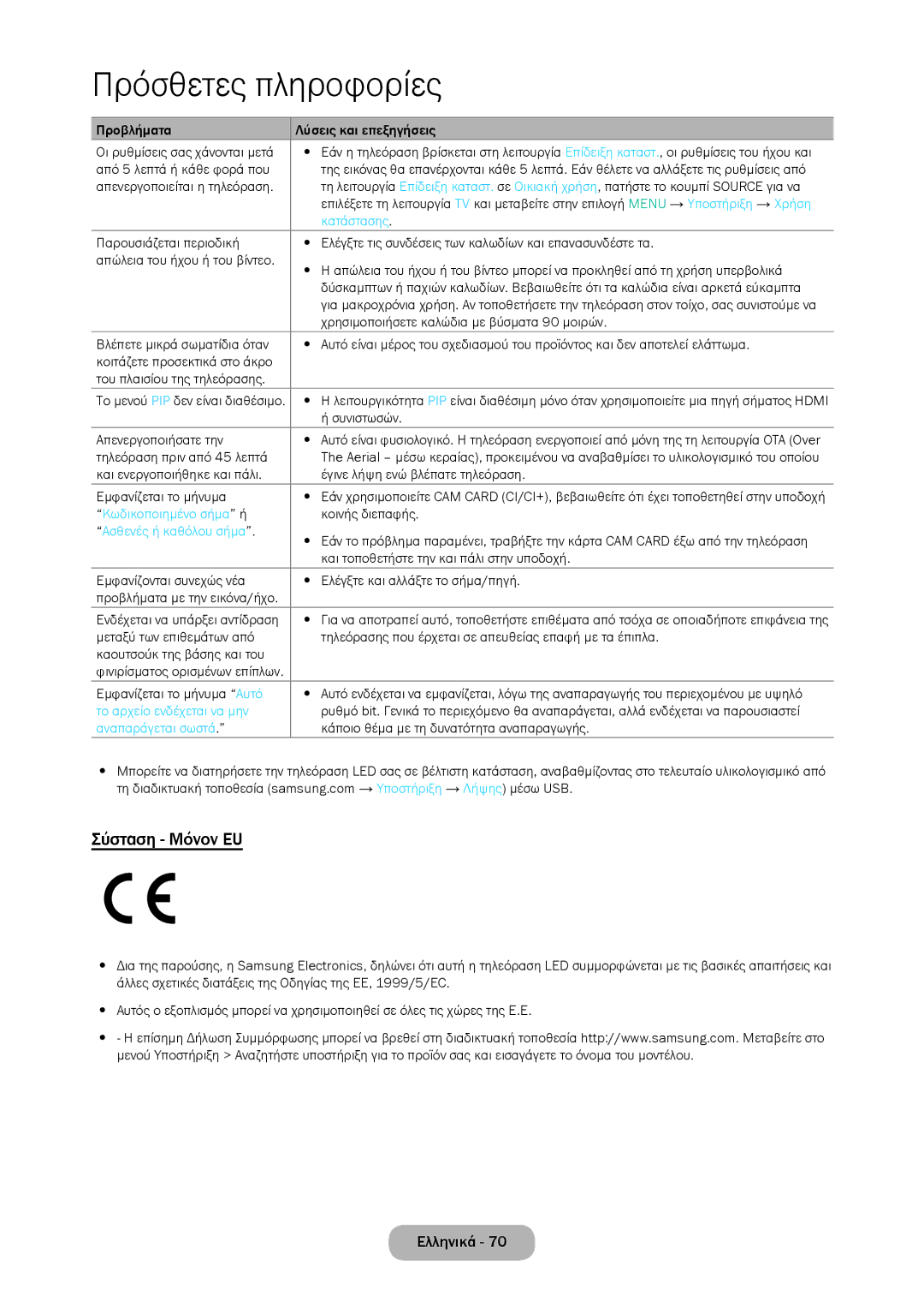 Samsung LT24D310EW/EN, LT28D310EW/EN manual Σύσταση Μόνον EU 