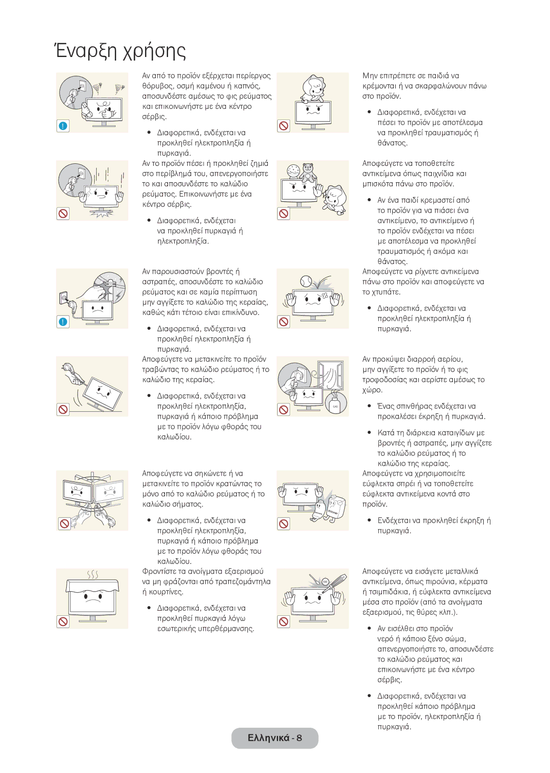 Samsung LT24D310EW/EN, LT28D310EW/EN manual Ενδέχεται να προκληθεί έκρηξη ή πυρκαγιά 