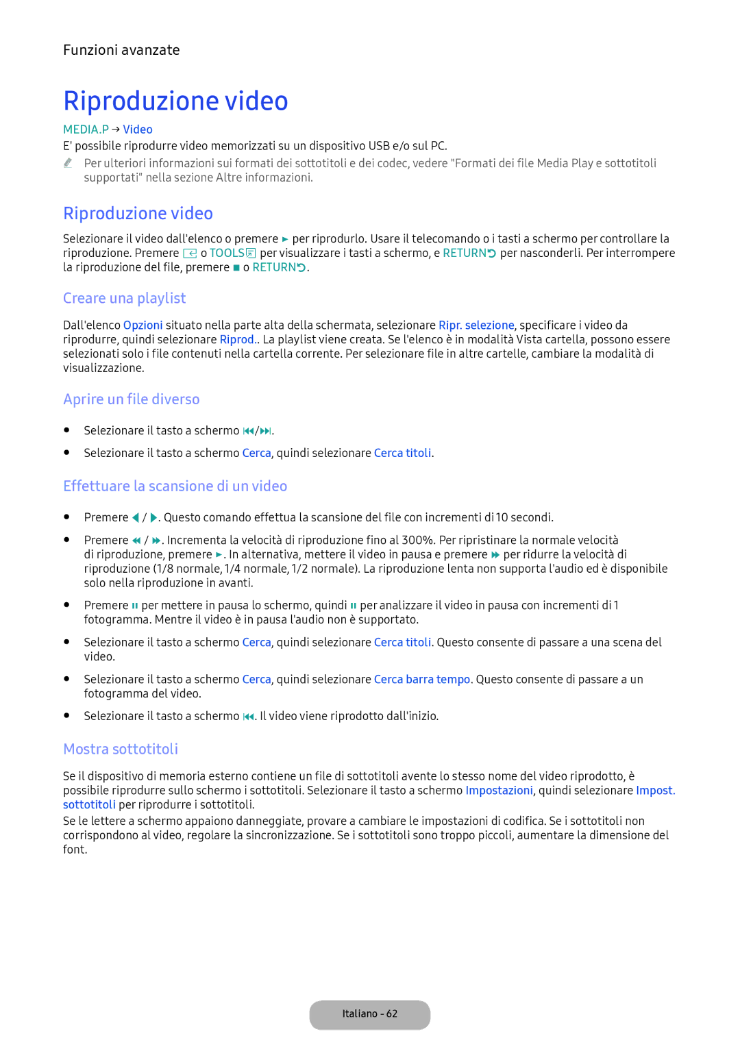 Samsung LT24D391EI/EN, LT22E390EI/EN manual Riproduzione video 