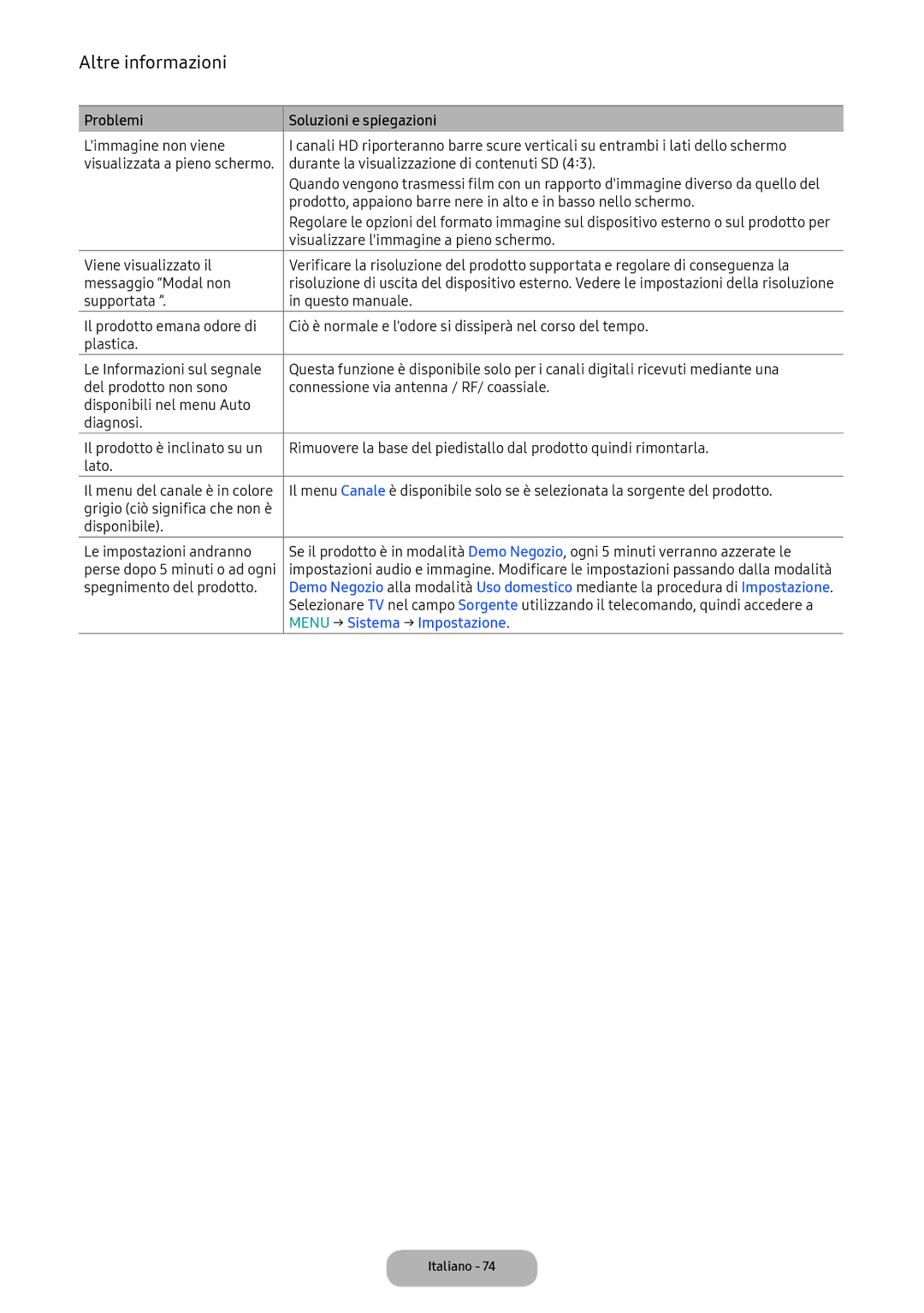 Samsung LT24D391EI/EN, LT22E390EI/EN manual Menu → Sistema → Impostazione 