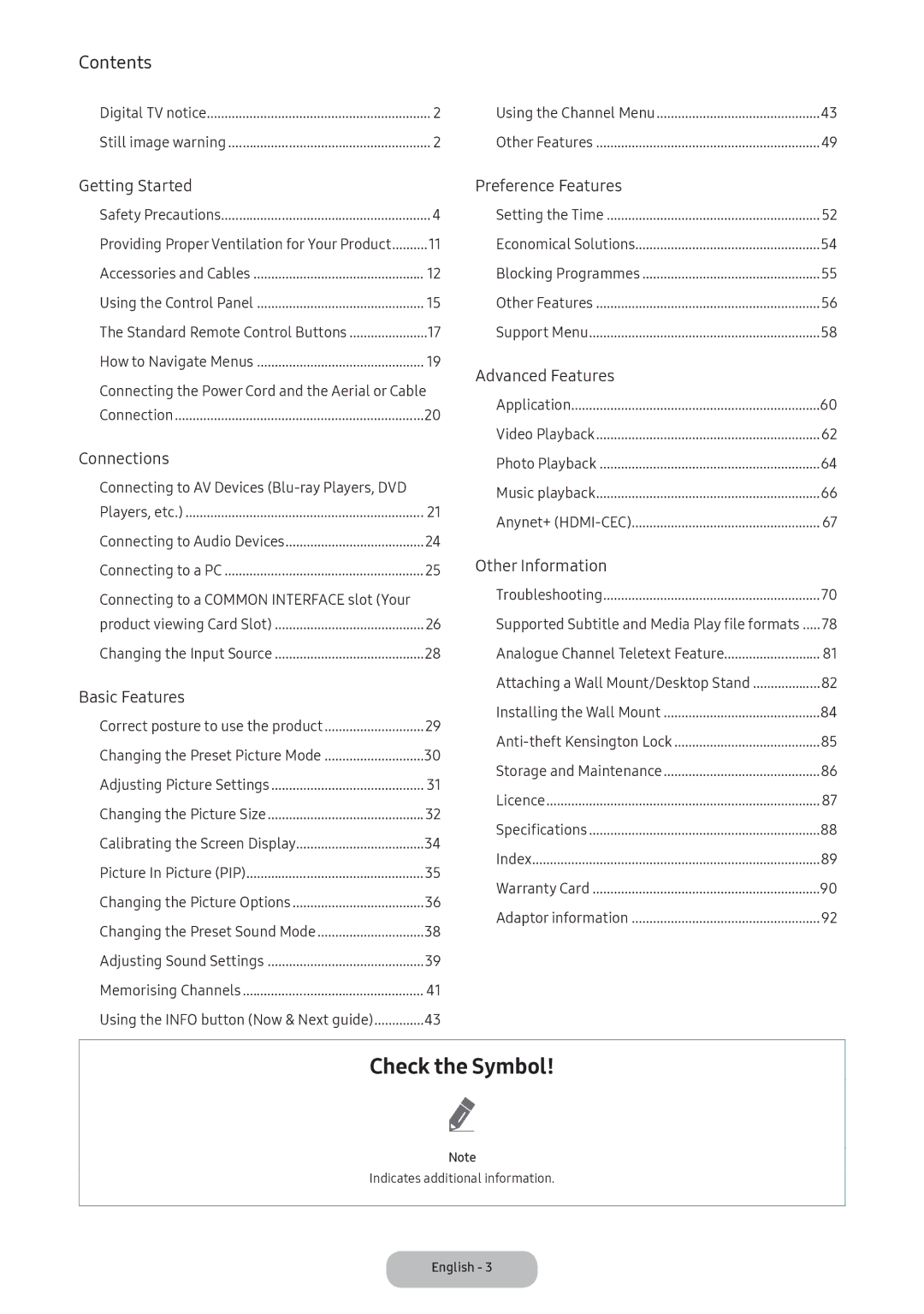 Samsung LT22E390EI/EN, LT24D391EI/EN manual Check the Symbol 