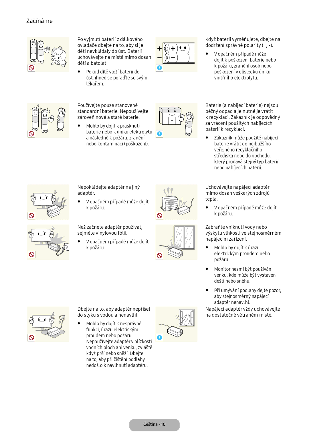 Samsung LT24D391EI/EN, LT22E390EI/EN manual Dešti nebo sněhu, Aby stejnosměrný napájecí, Adaptér nenavlhl 