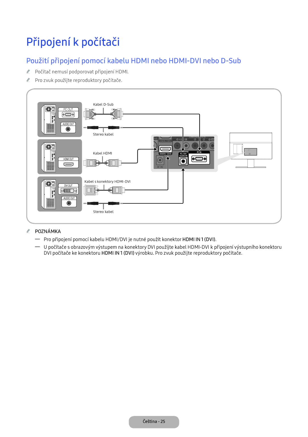 Samsung LT22E390EI/EN, LT24D391EI/EN manual Připojení k počítači 