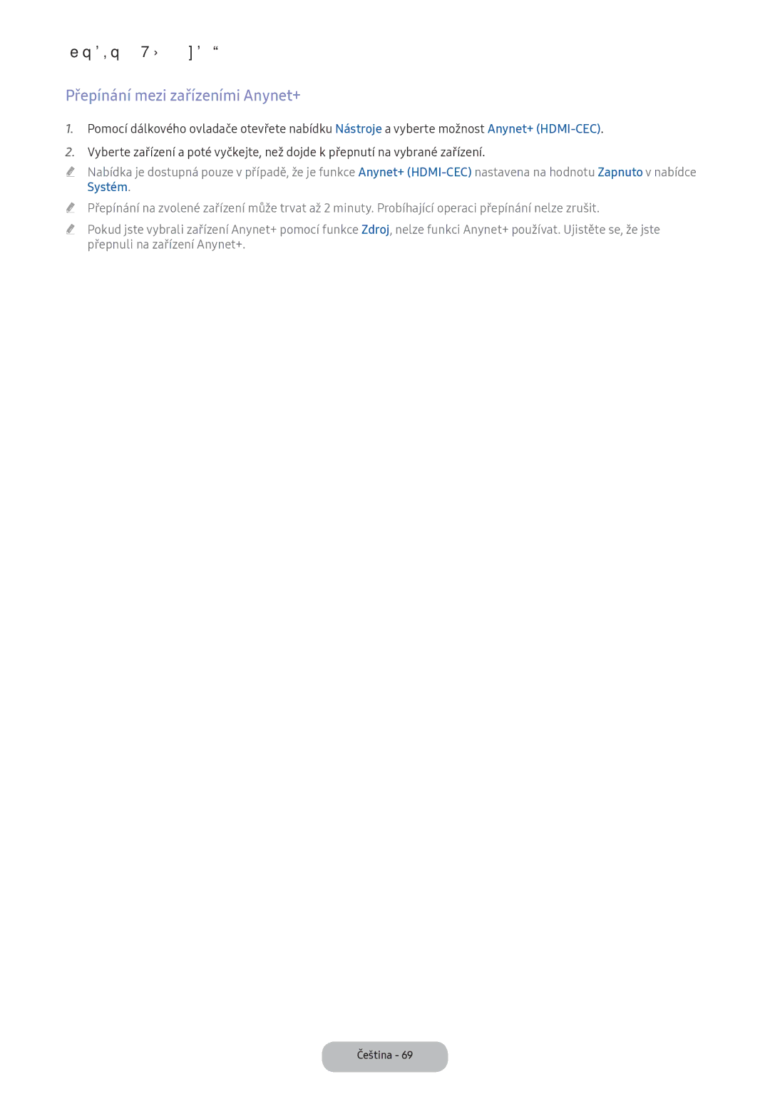 Samsung LT22E390EI/EN, LT24D391EI/EN manual Přepínání mezi zařízeními Anynet+ 