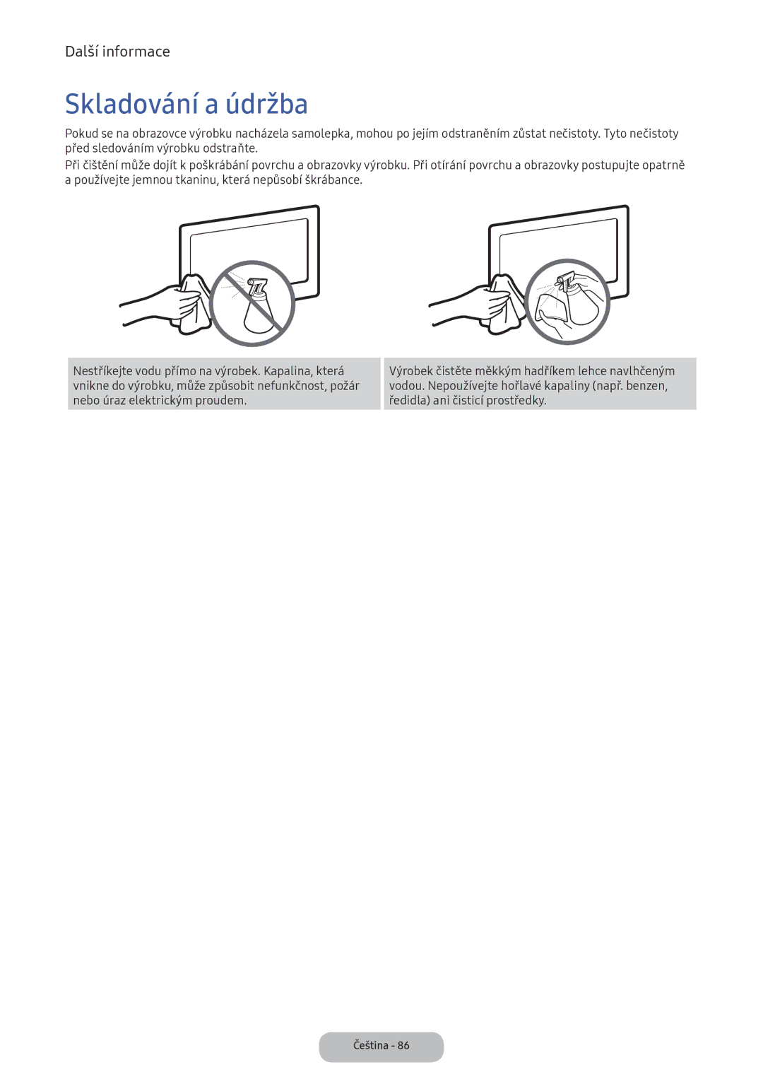 Samsung LT24D391EI/EN, LT22E390EI/EN manual Skladování a údržba 