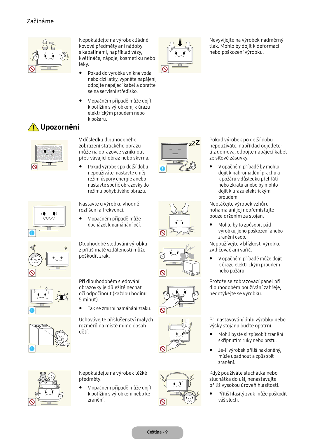 Samsung LT22E390EI/EN, LT24D391EI/EN manual Skřípnutím ruky nebo prstu, Může upadnout a způsobit 