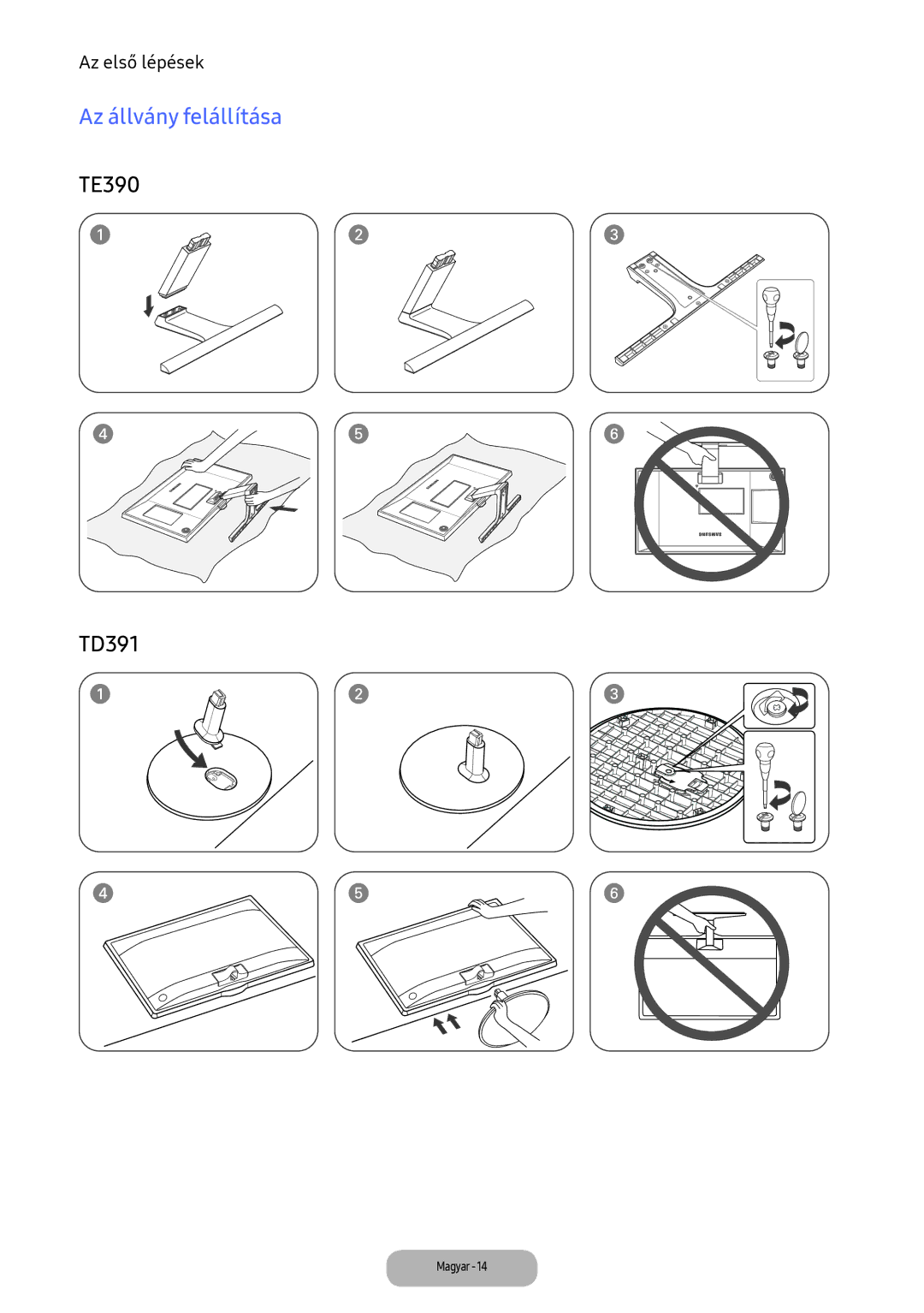 Samsung LT24D391EI/EN, LT22E390EI/EN manual Az állvány felállítása 