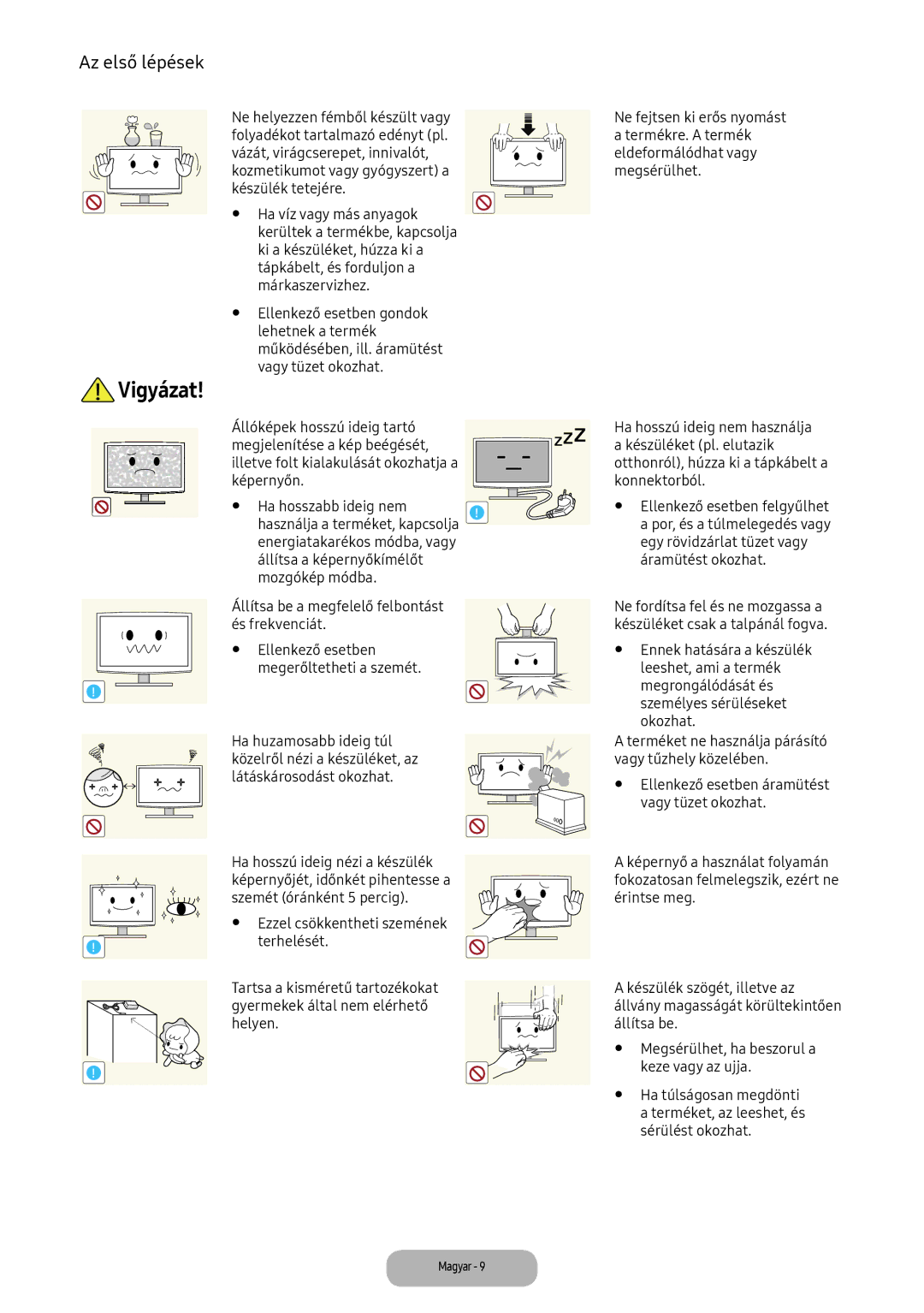 Samsung LT22E390EI/EN, LT24D391EI/EN Keze vagy az ujja, Ha túlságosan megdönti, Terméket, az leeshet, és, Sérülést okozhat 