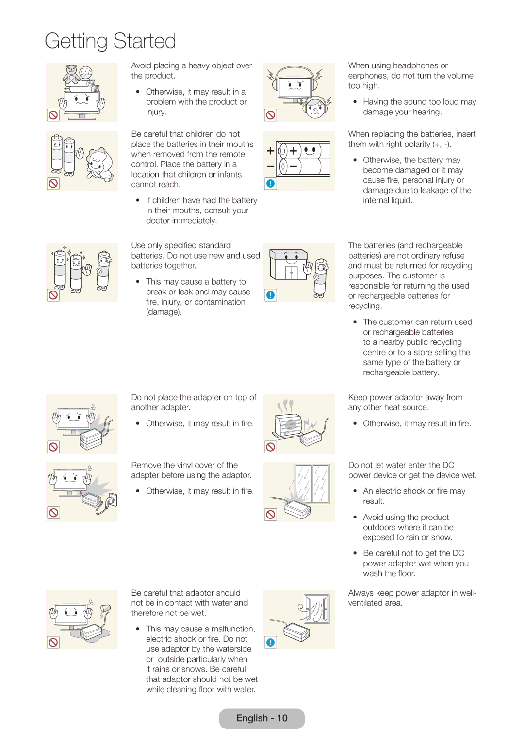 Samsung LT24D391EX/RU, LT24D590EX/RU, LT27D390EX/RU, LT27D590EX/RU, LT24D390EX/RU manual An electric shock or fire may result 